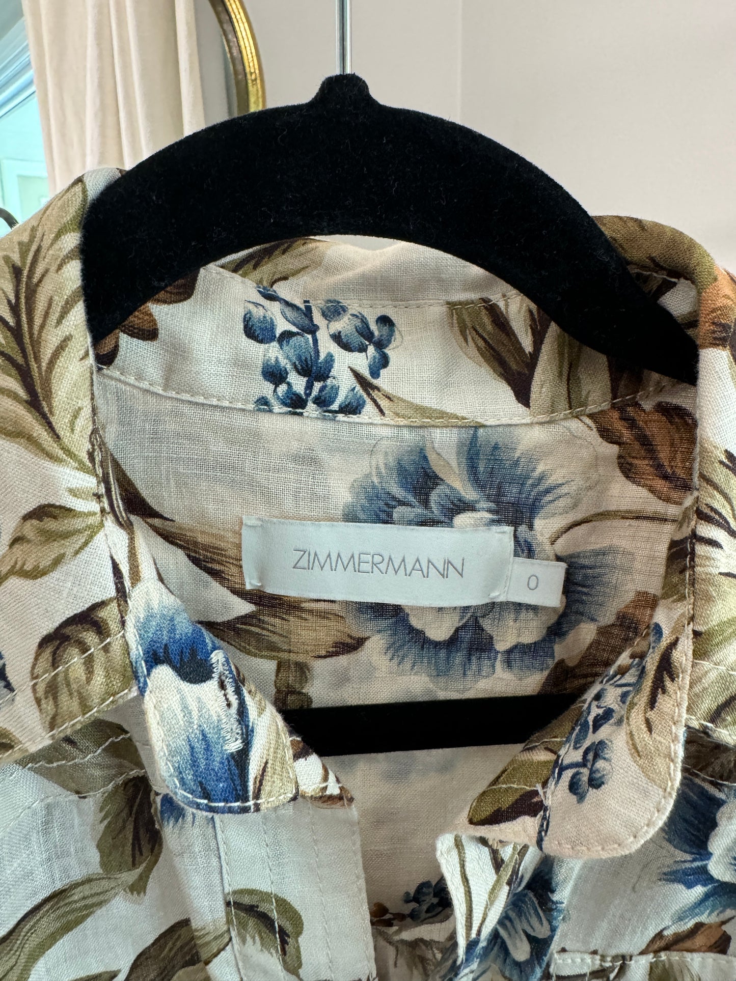 ZIMMERMANN Aliane Floral Linen Cargo Playsuit size US 4