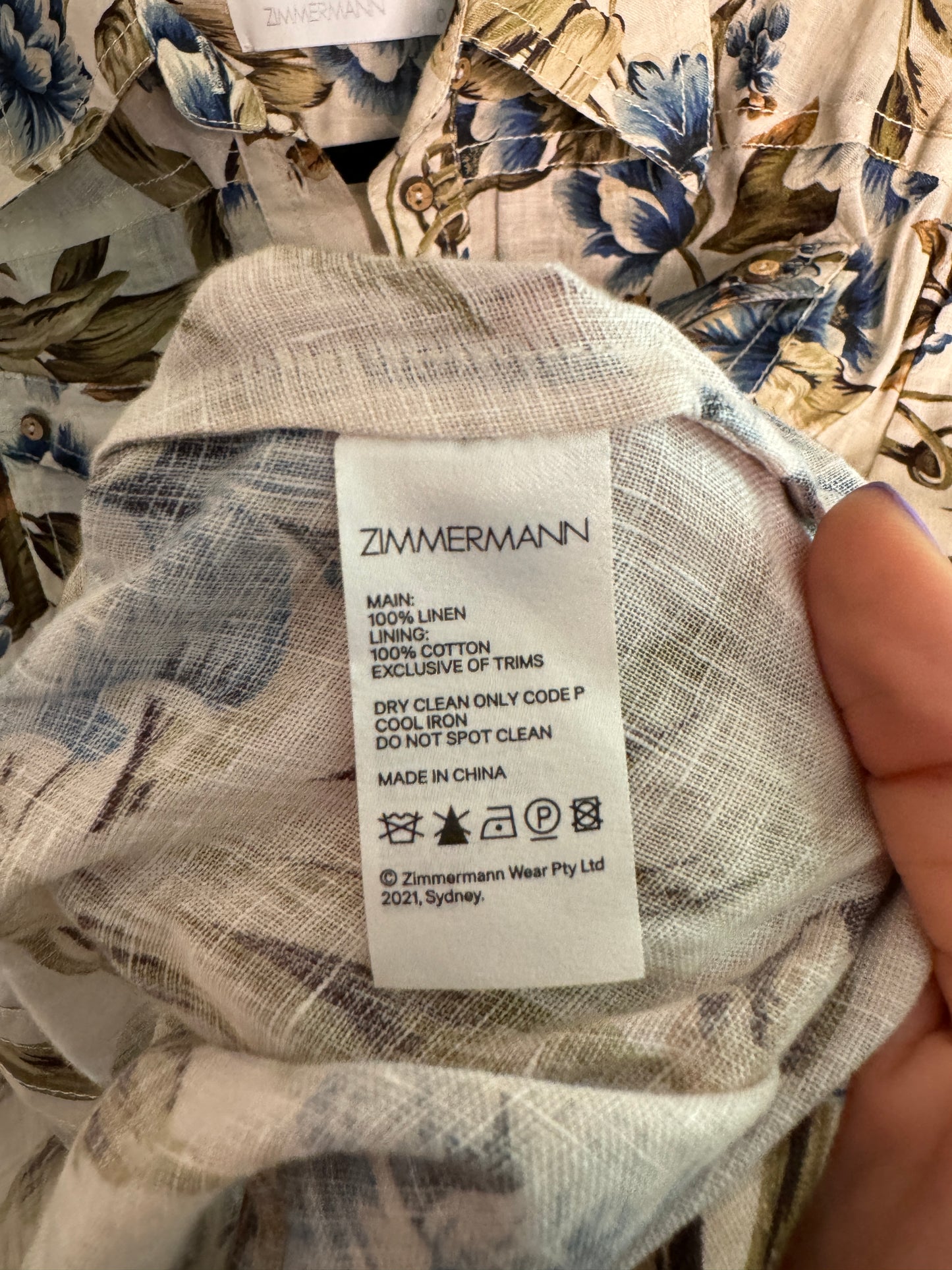 ZIMMERMANN Aliane Floral Linen Cargo Playsuit size US 4