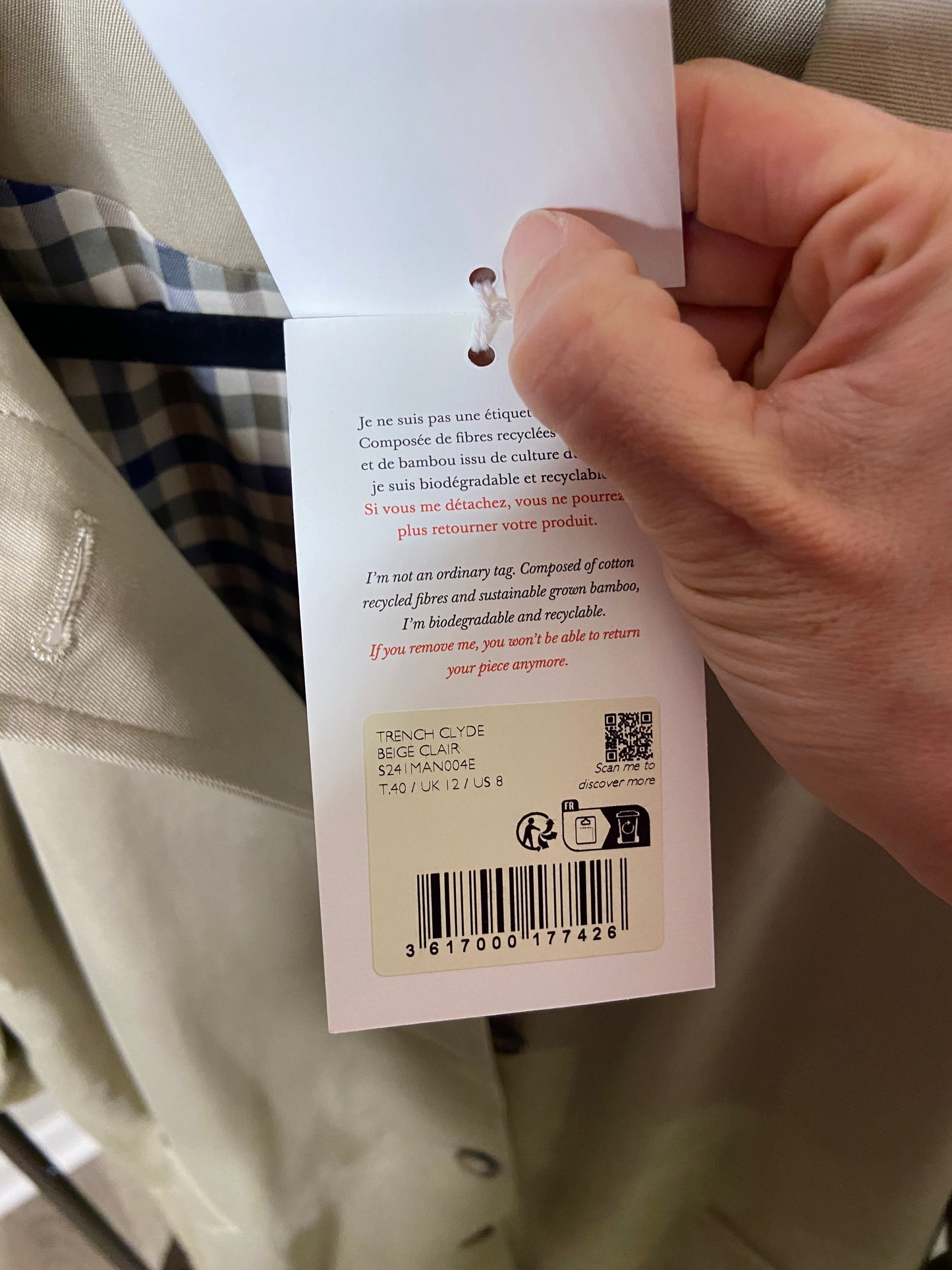 Sezane Clyde Trench Coat size 40 (us 8)