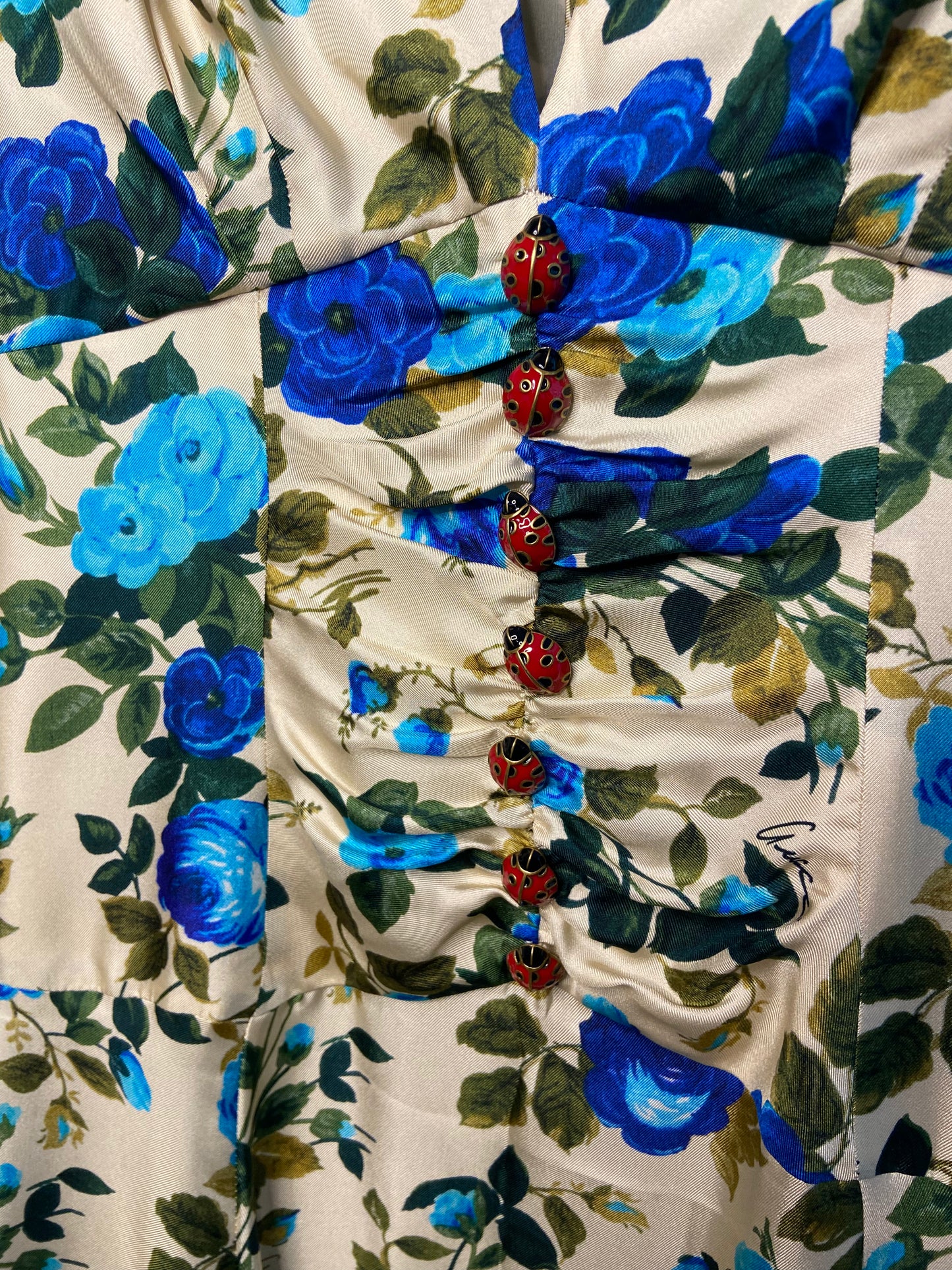 Gucci Rose-print Silk-twill Midi Dress size 40 - US 4