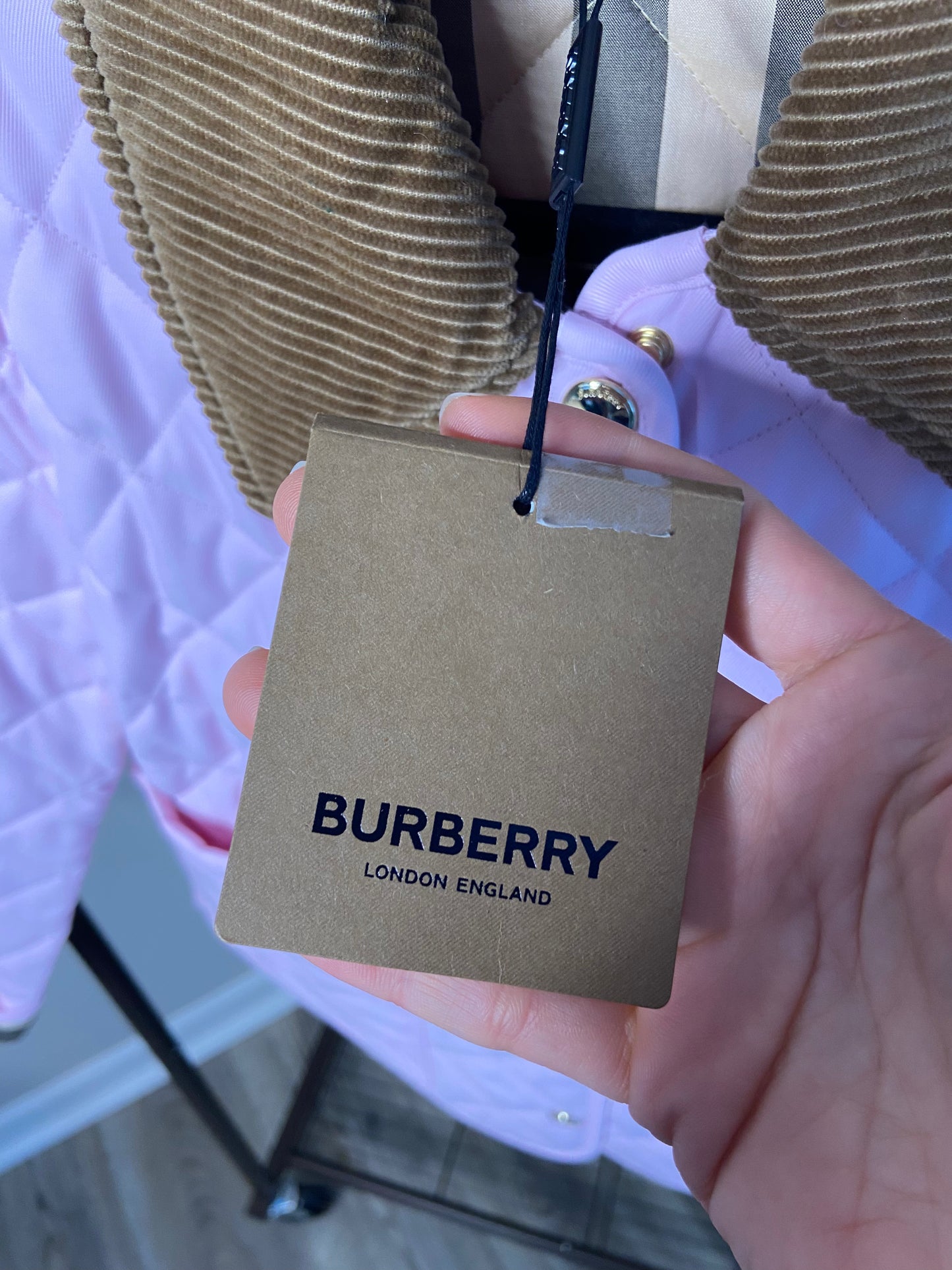 Burberry Pale Candy Pink Quilted Barn Jacket size M