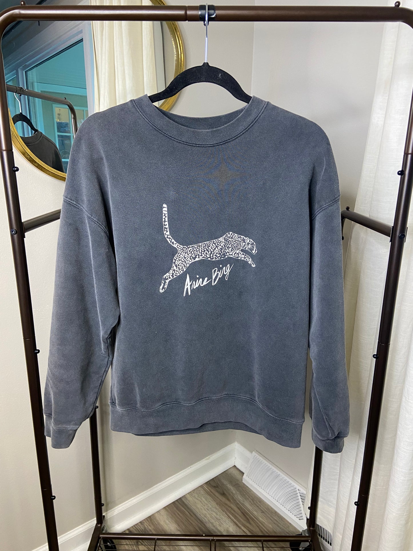 Anine Bing Spencer Spotted Leopard Sweatshirt size XS