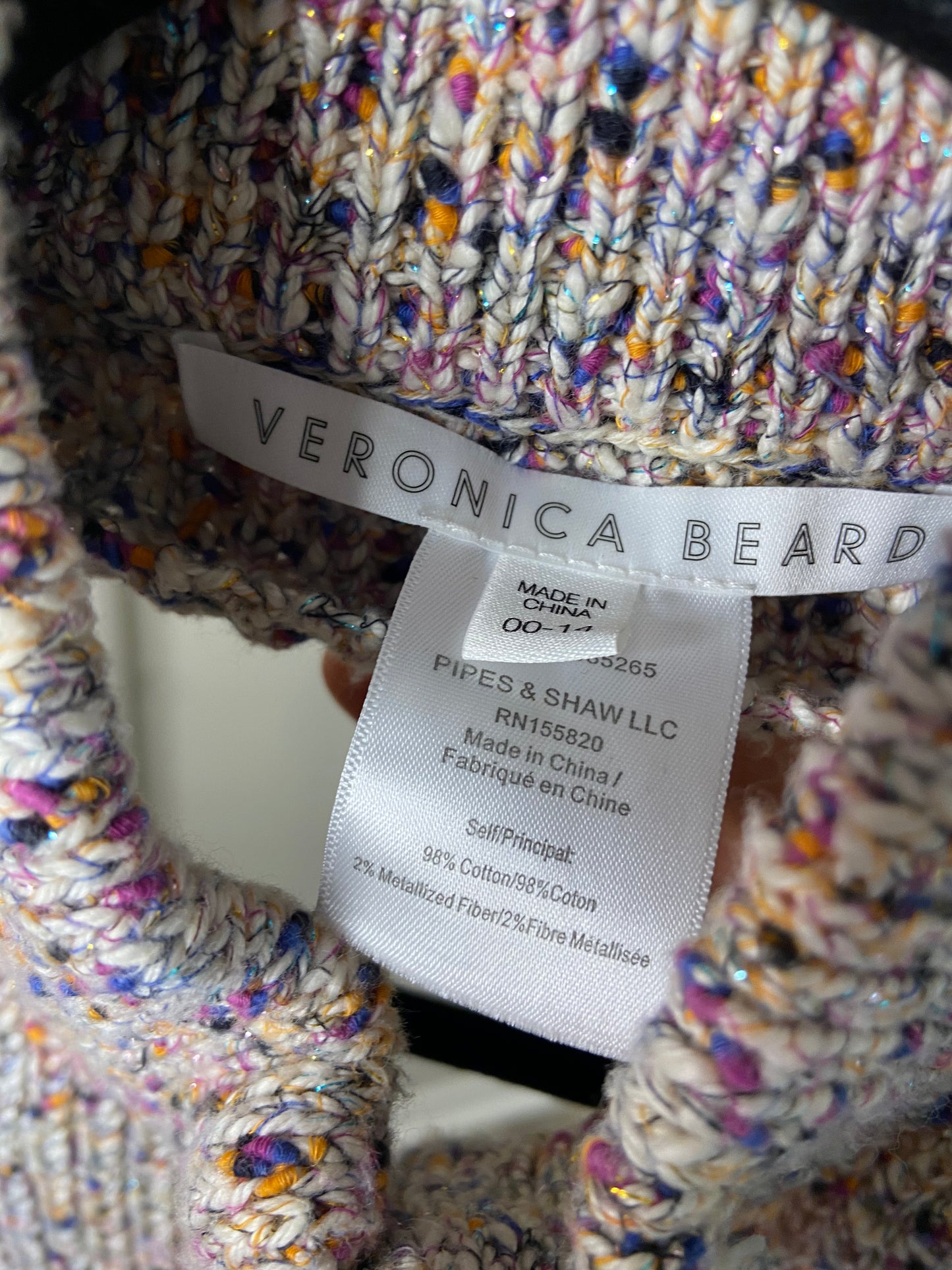 Veronica Beard Nerissa Multicolor Metallic Front Zip Dickey 00-14