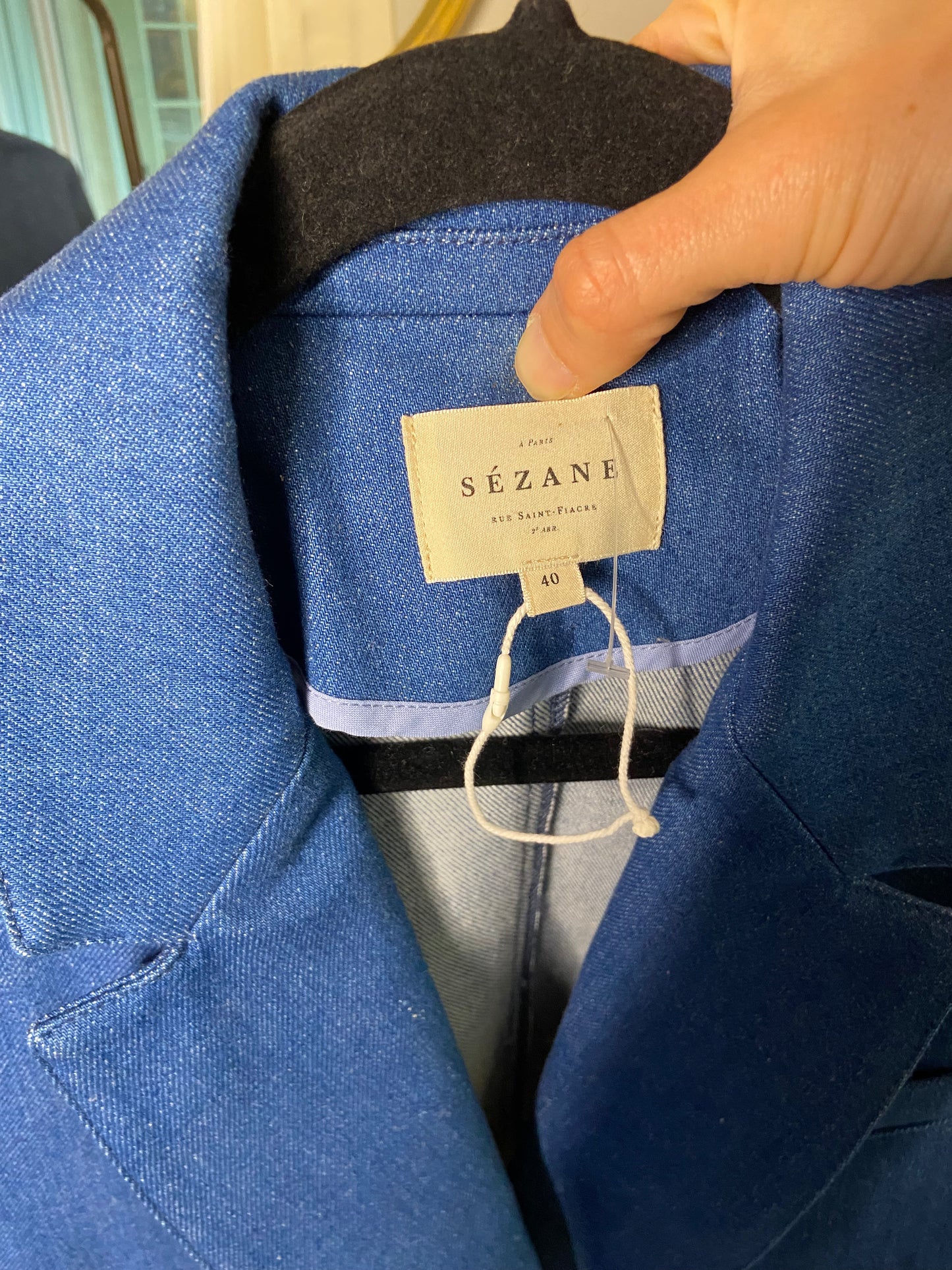 Sezane Christie Denim Blazer Jacket size 40 - US 8