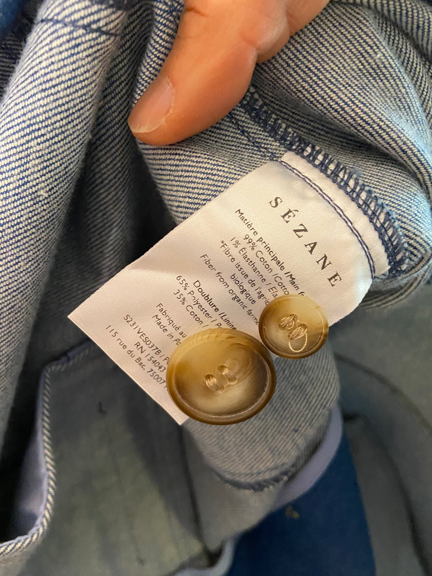 Sezane Christie Denim Blazer Jacket size 40 - US 8