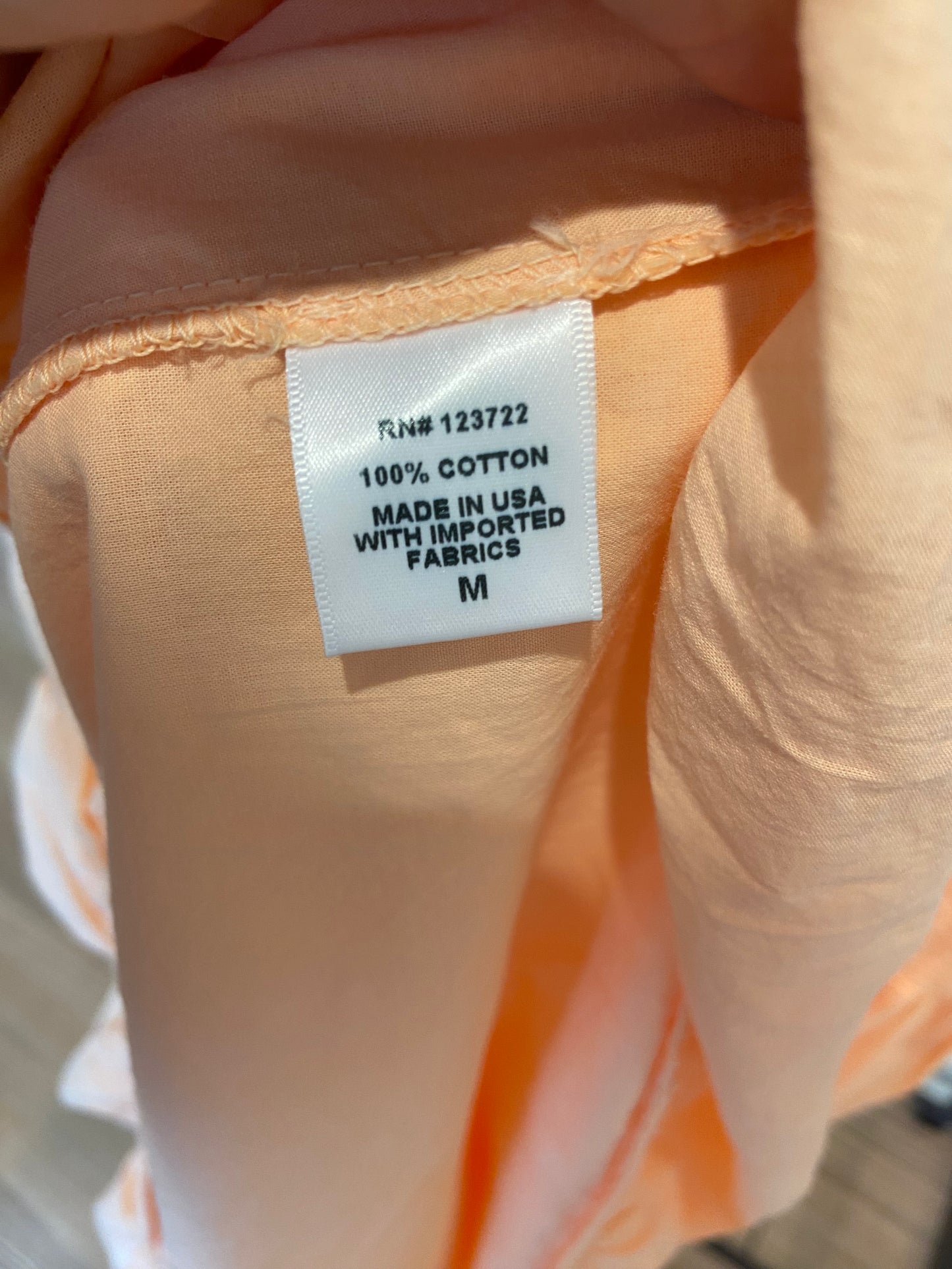 Xirena Smocked Peach Shoulder Tie Midi Dress size M