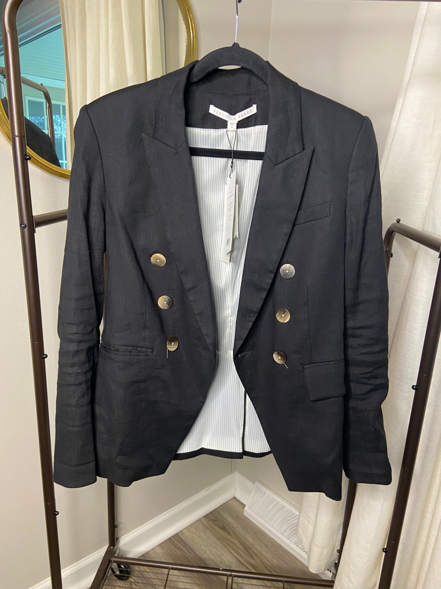 Veronica Beard Lonny Linen Dickey Jacket Black size 6