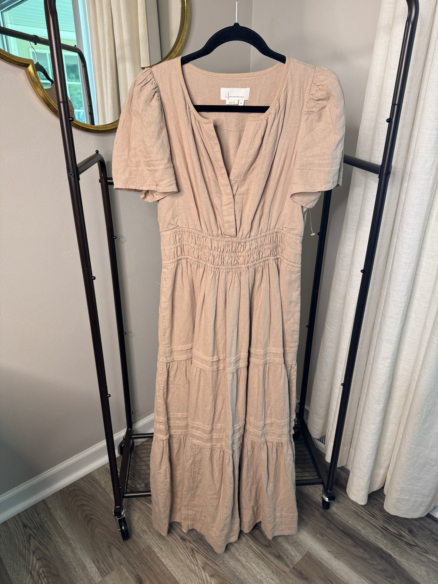 Anthropologie Somerset Maxi Dress Linen size S PETITE