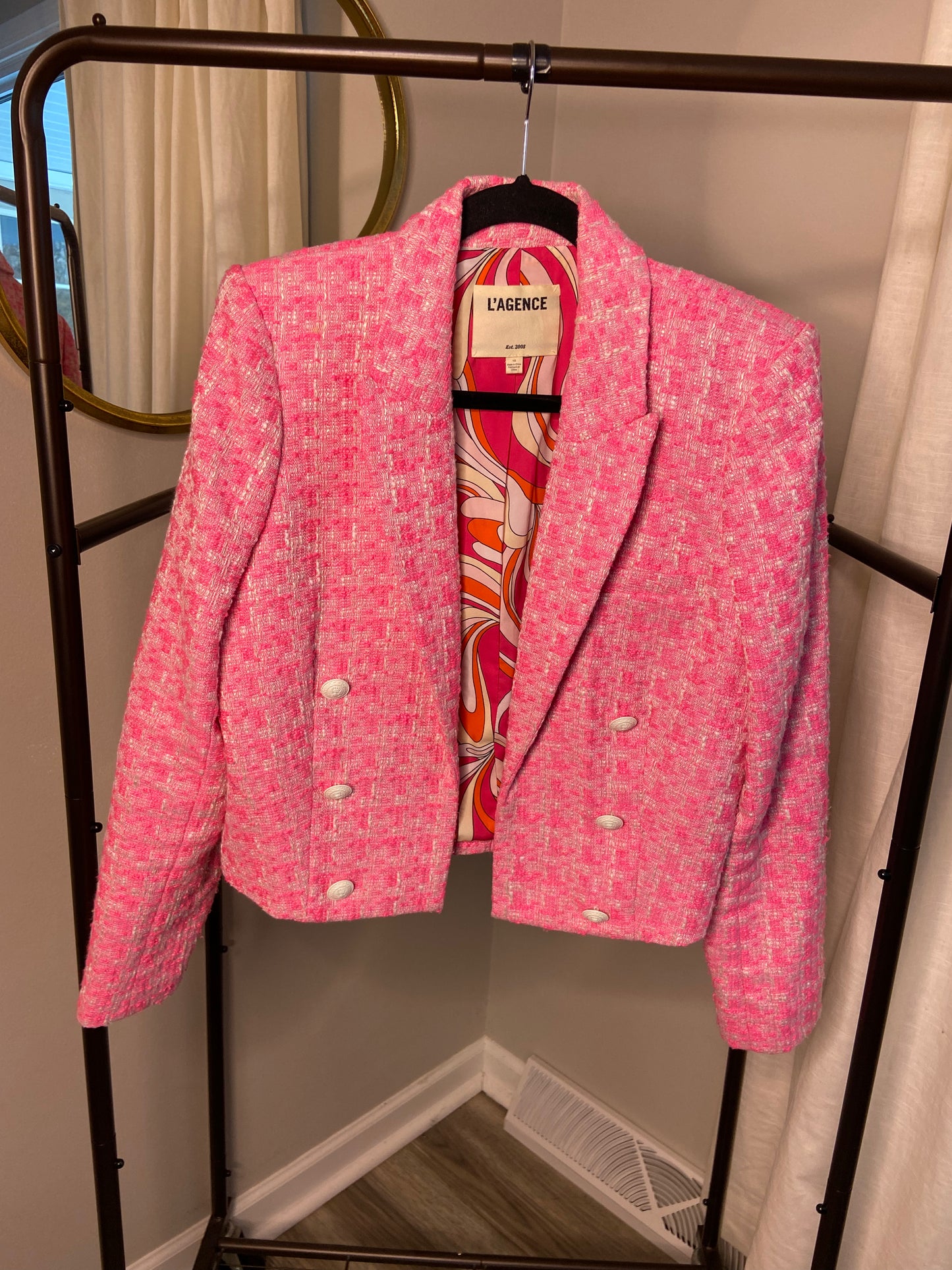 L'Agence Inez Tweed Cropped Jacket size 10