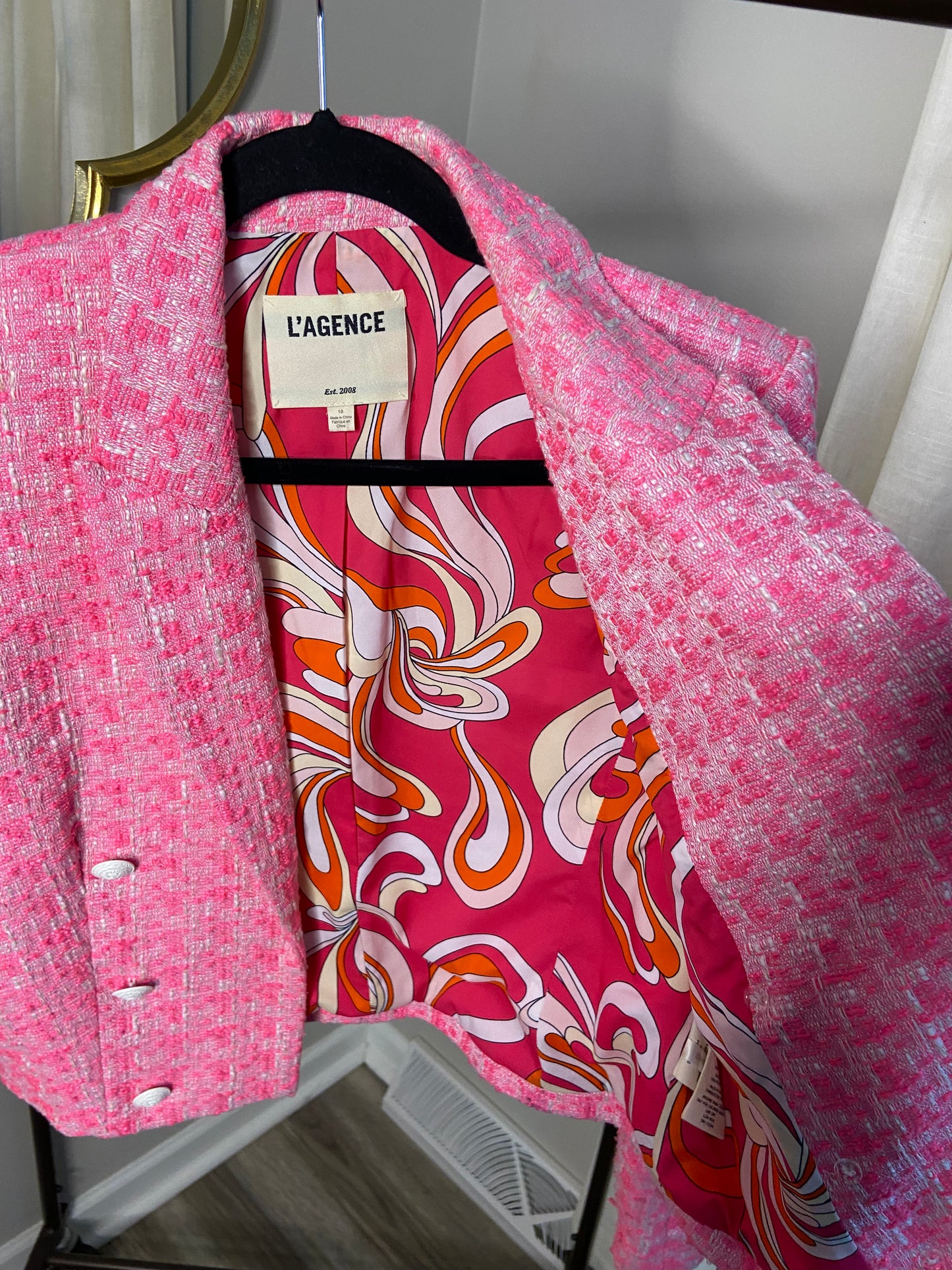 L'Agence Inez Tweed Cropped Jacket size 10