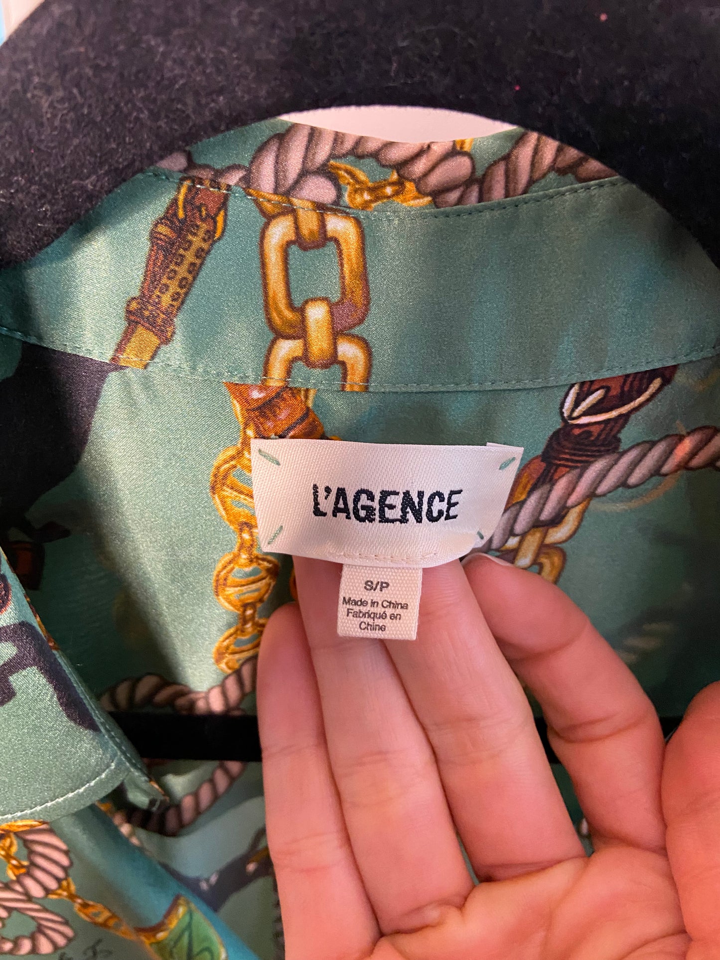 L'Agence Tyler Button-Front Silk Shirt size S