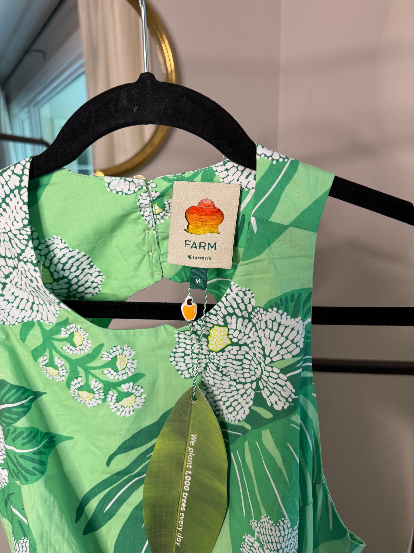 Farm Rio Dew Drop Floral Green Midi Dress size M