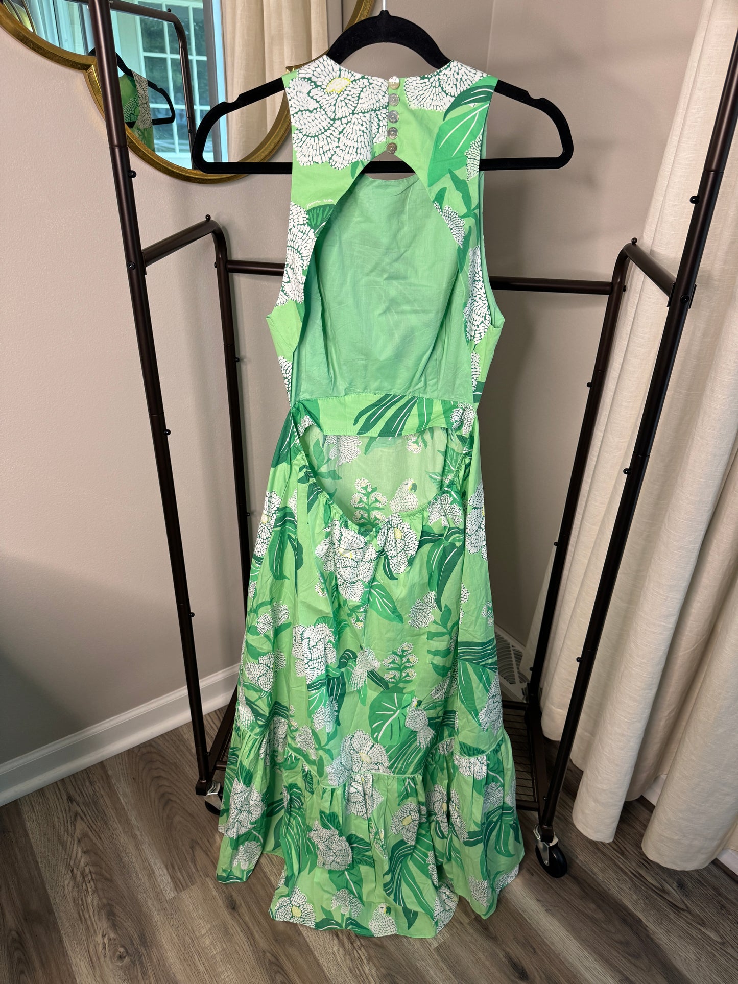 Farm Rio Dew Drop Floral Green Midi Dress size M
