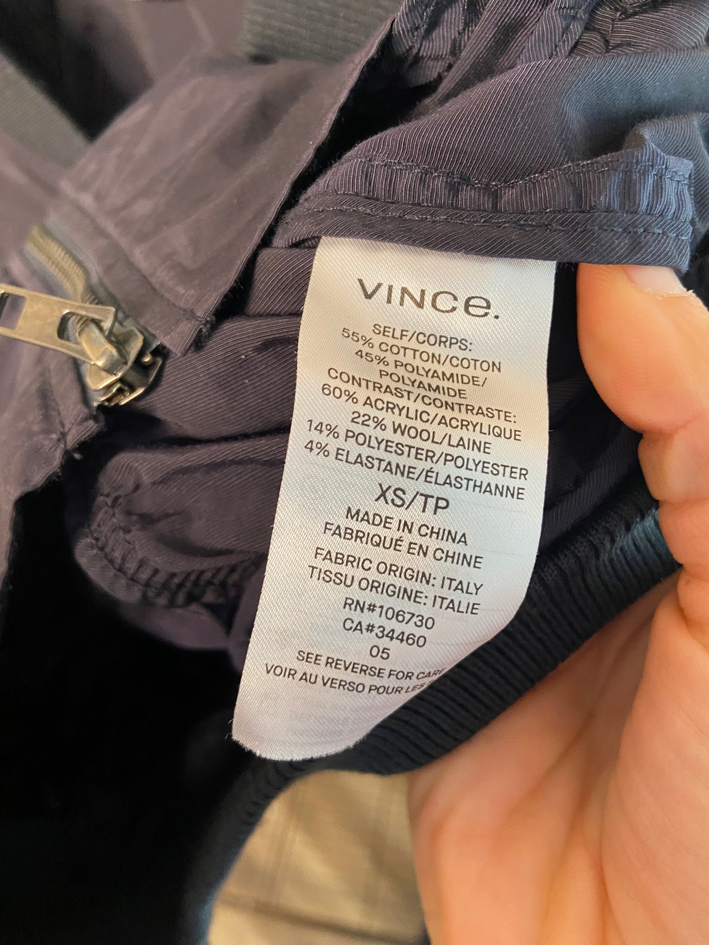 Vince Coastal Black Bomber Jacket size XS