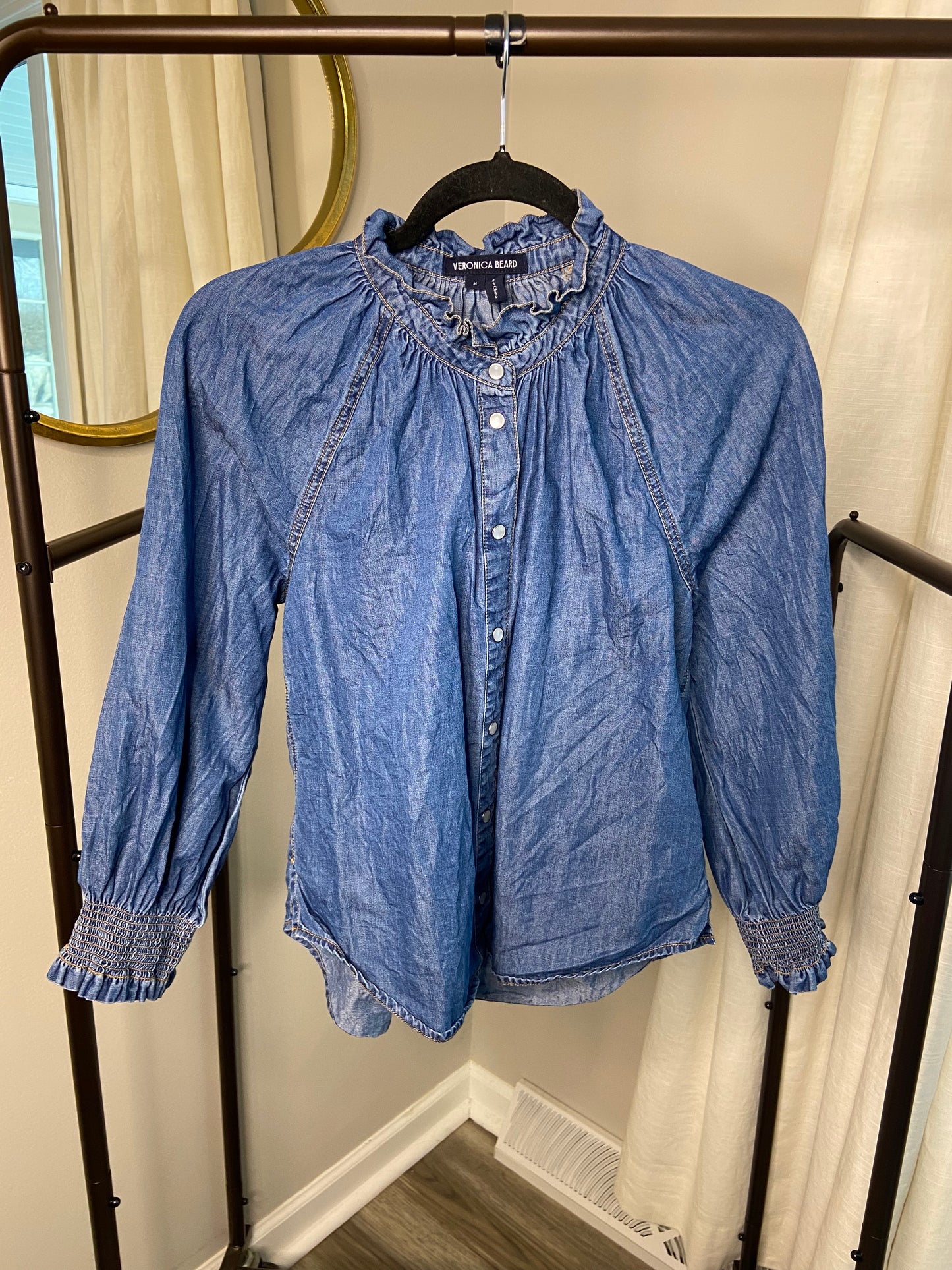 Veronica Beard Calisto Denim Shirt Top size M