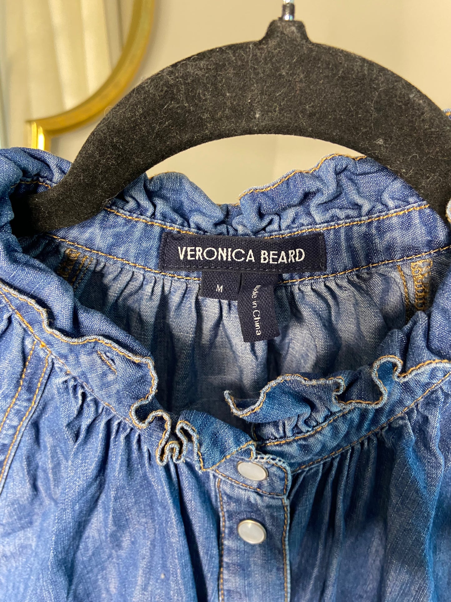Veronica Beard Calisto Denim Shirt Top size M