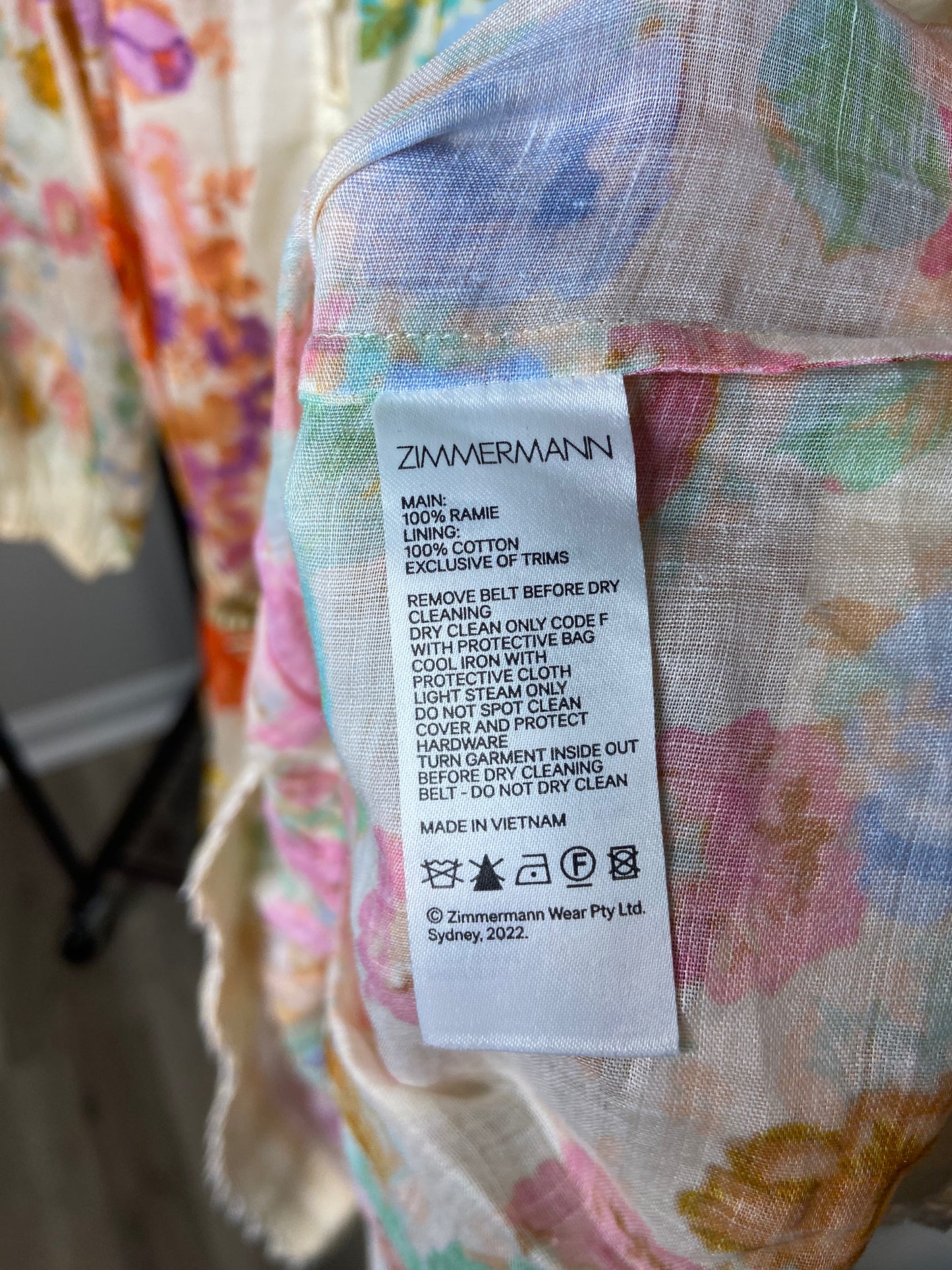 Zimmermann Raie Lantern Mini Dress size