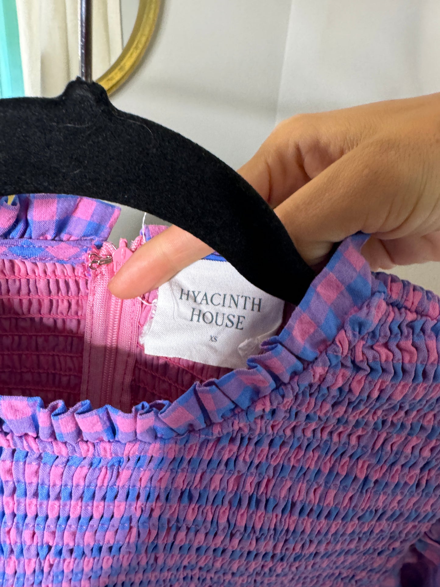 Hyacinth House Textured Gingham Ruby Blouse size XS