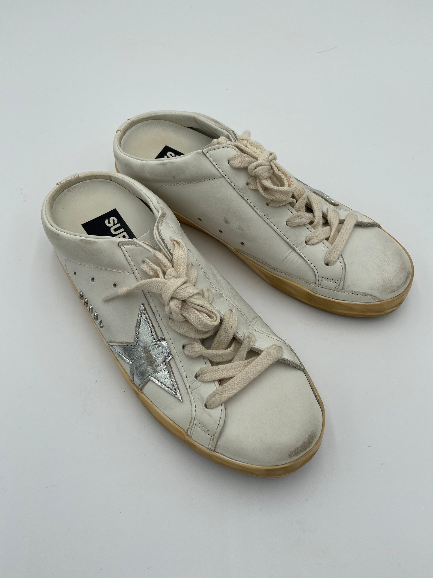 Golden Goose Superstar Sabot distressed leather slip-on sneakers size 36