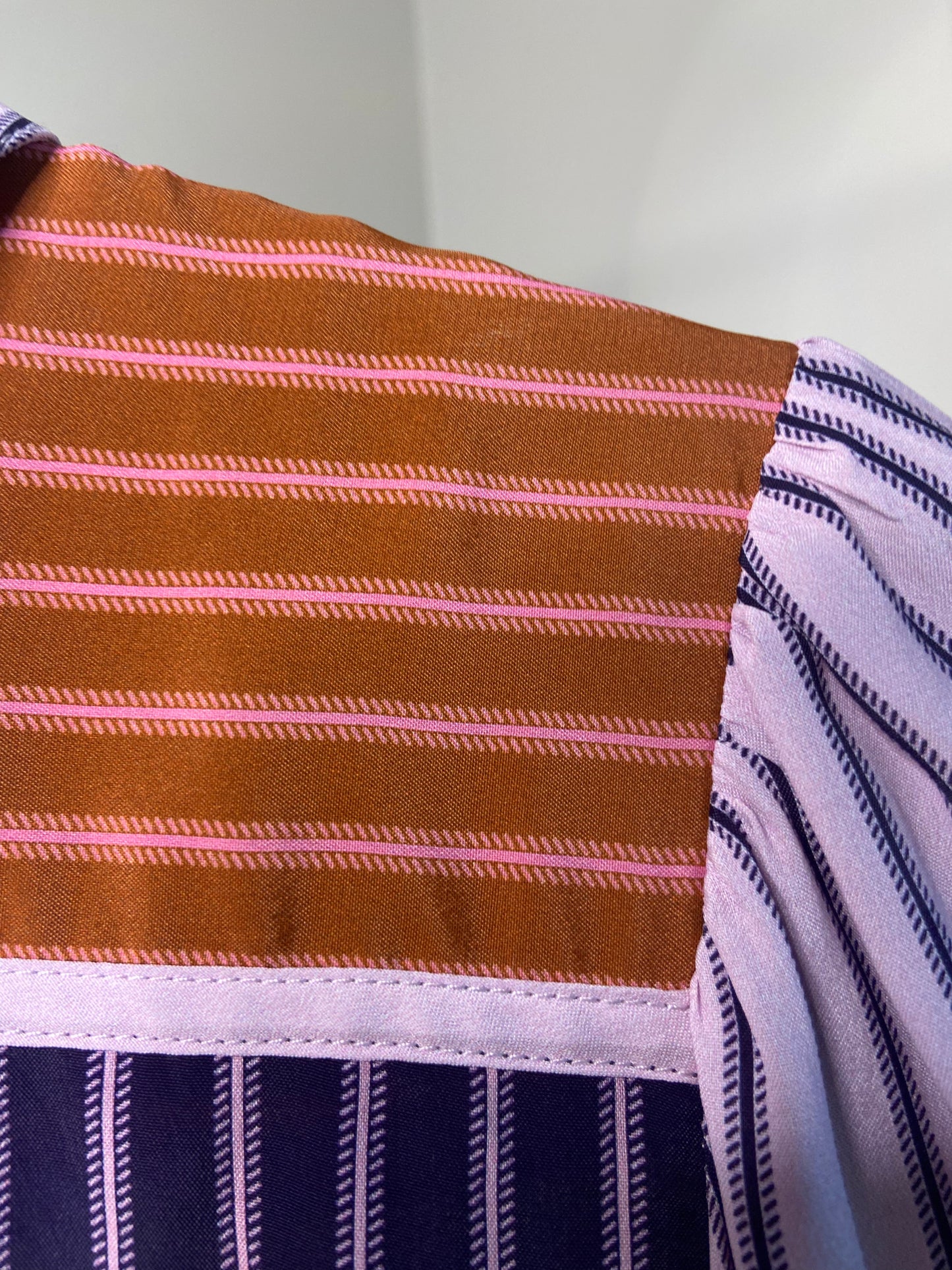 Zimmermann Striped Color-Block Crepe De Chine Shirt size US 6