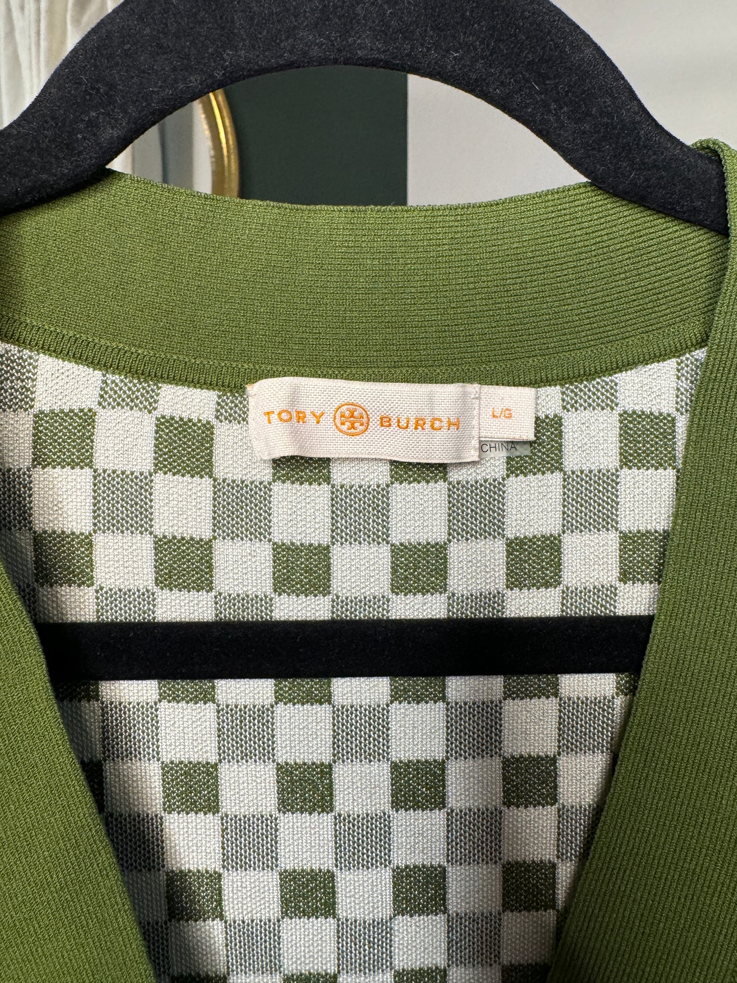 Tory Burch Simone Gingham Cardigan size Large