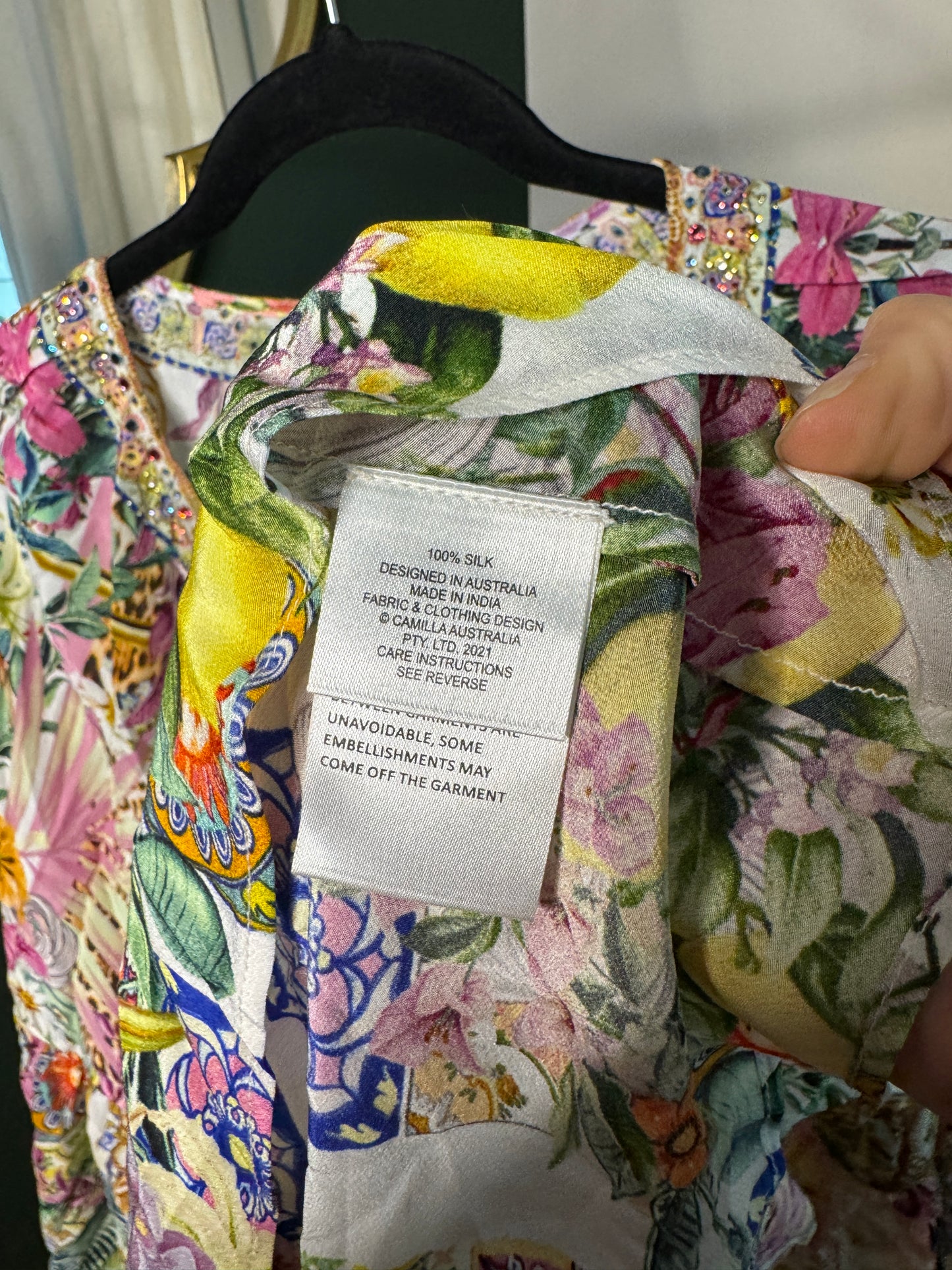Camilla A-Line Ruffle Sleeve Dress Flowers Of Neptune size S