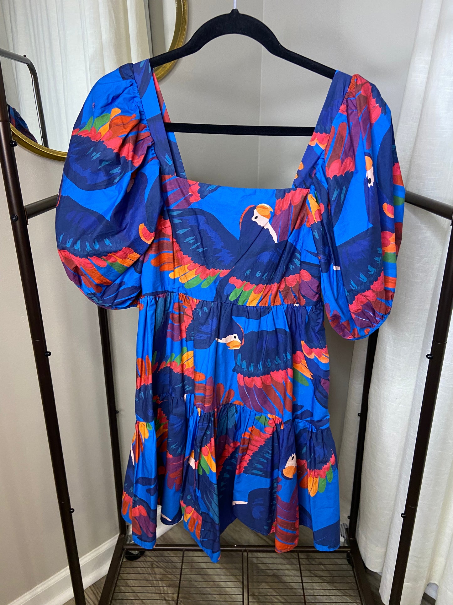 Farm Rio Rainbow Macaw Mini Dress size S