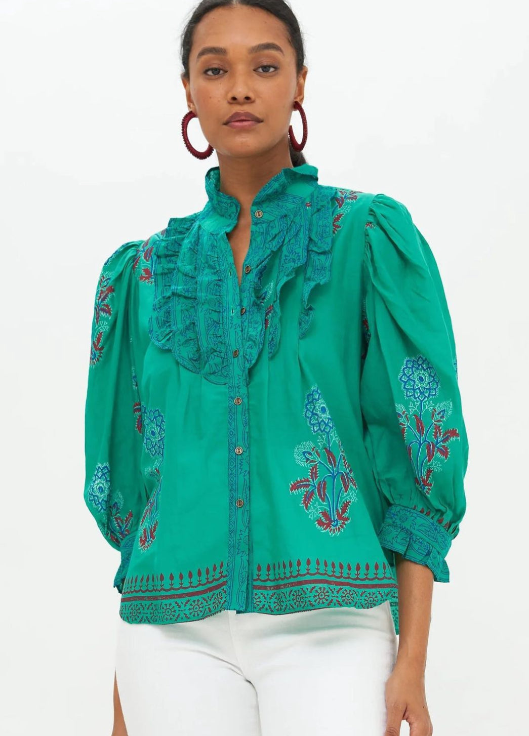 Oliphant Ruffle Front Blouse size XXS
