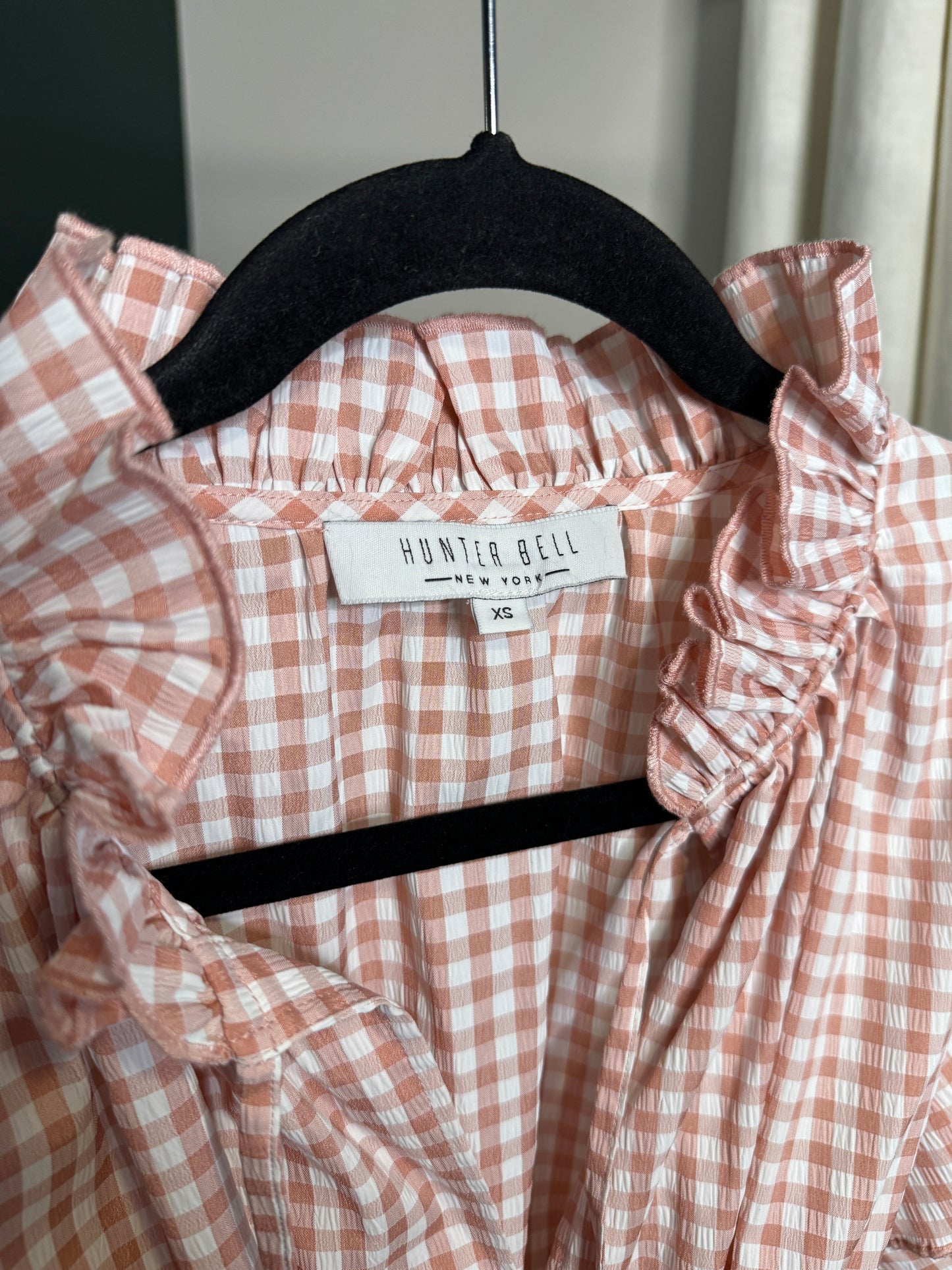 Hunter Bell Matthews Pink Gingham Midi Dress size XS & S