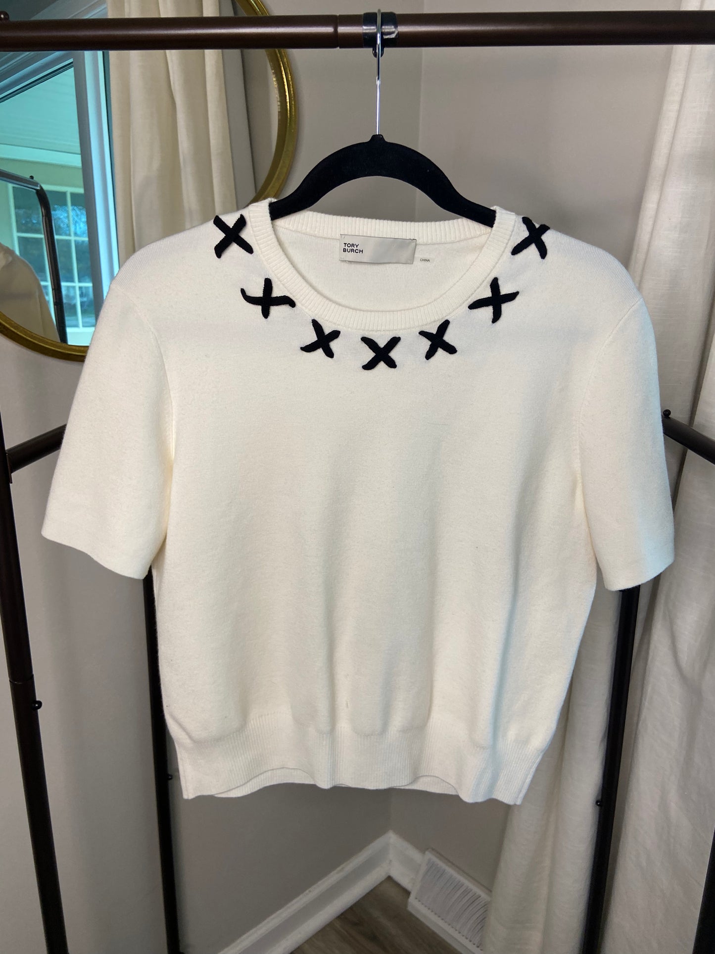 Tory Burch Lace Up Knitted Top size XL