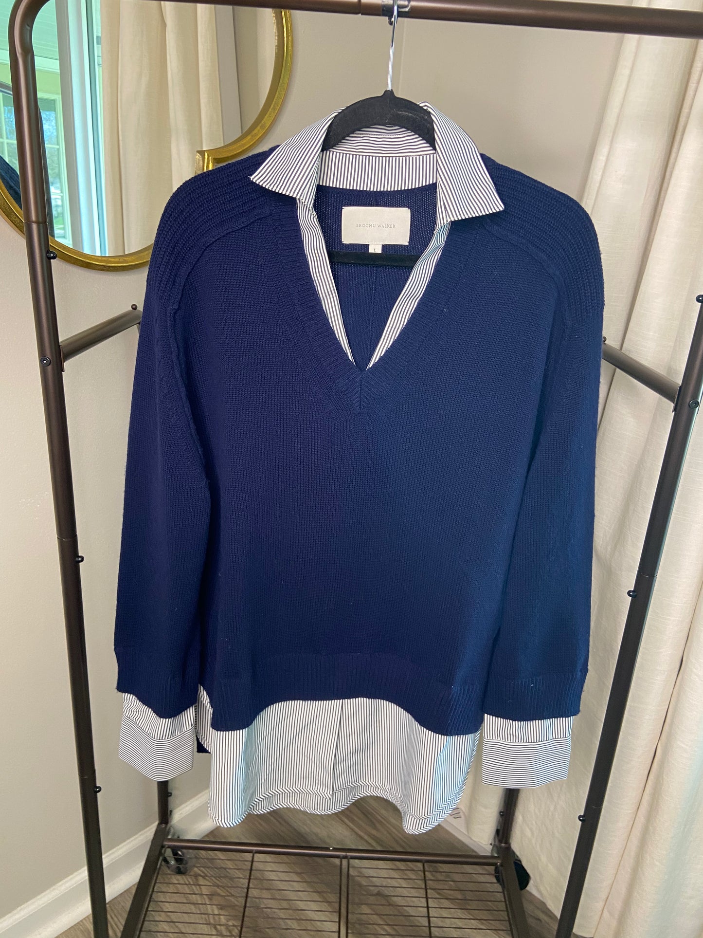 Brochu Walker The Looker Layered V-Neck Sweater size L