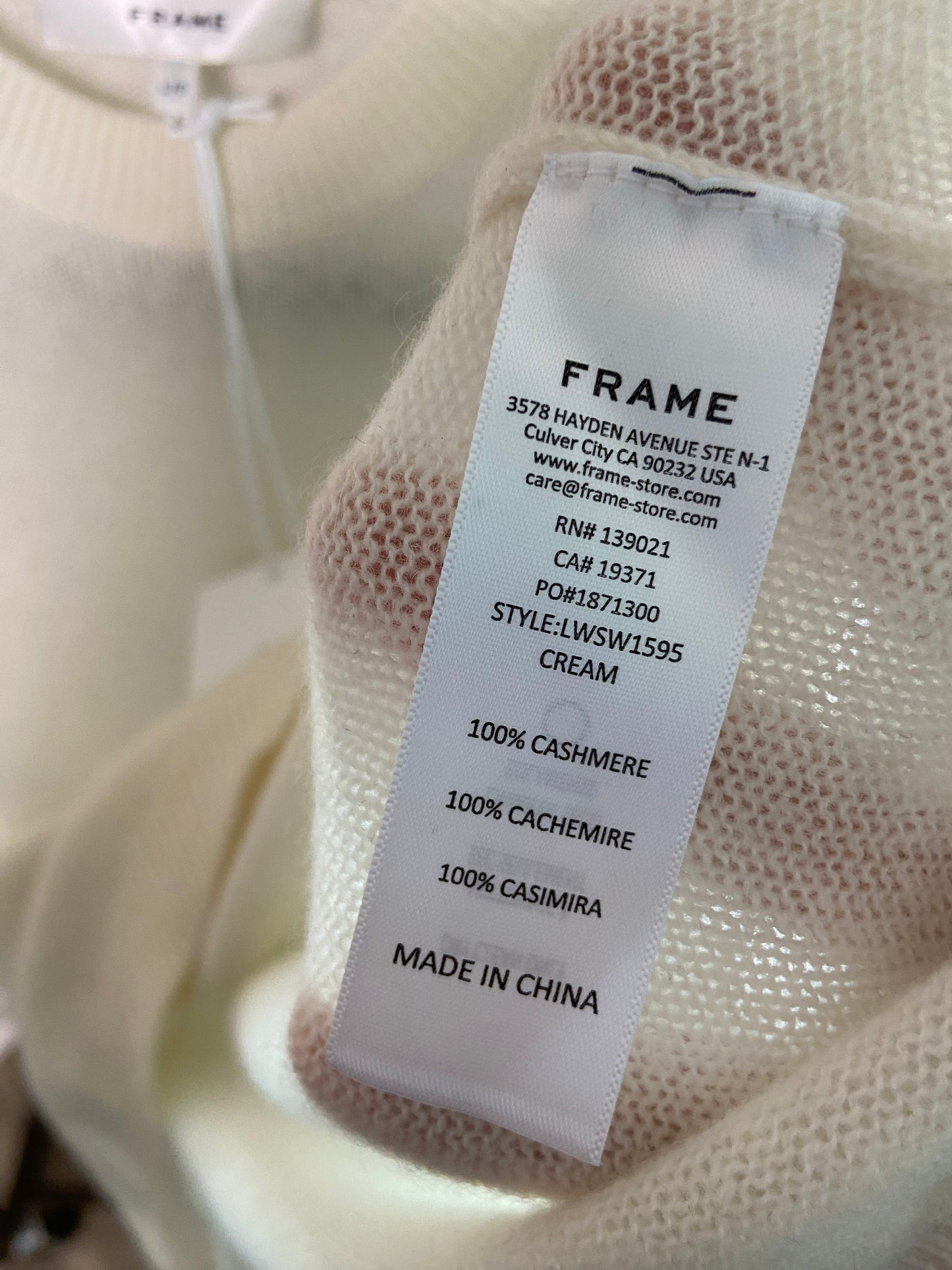 Frame Ruched Sleeve Cashmere Top Sweater size L