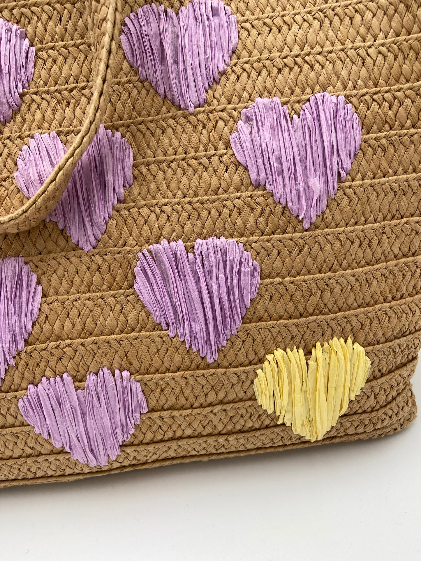 BTB Los Angeles Be Mine Straw Tote in sand/lavender