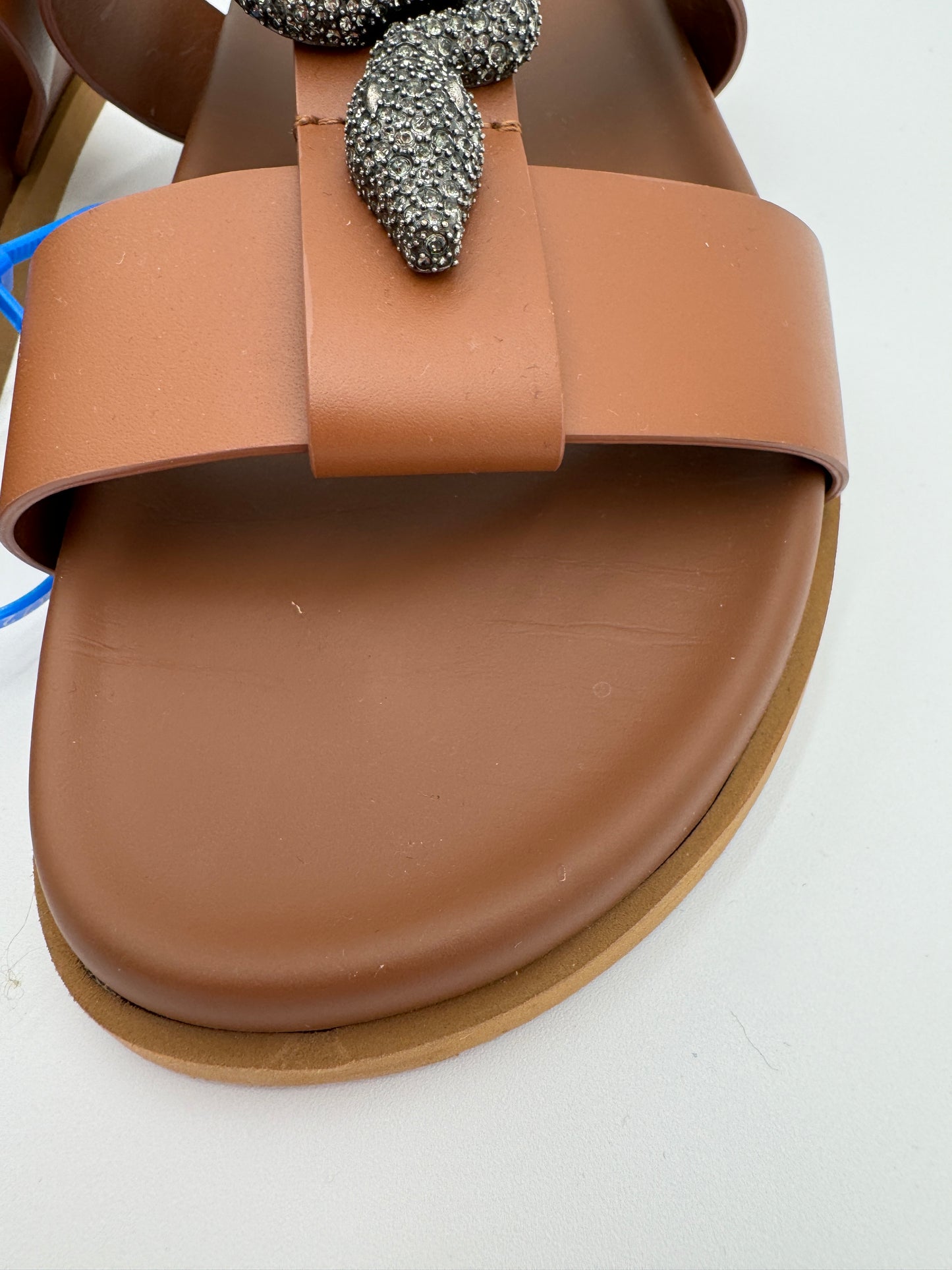 VALENTINO Crystal Embellished Serpent Calfskin Slides size 39