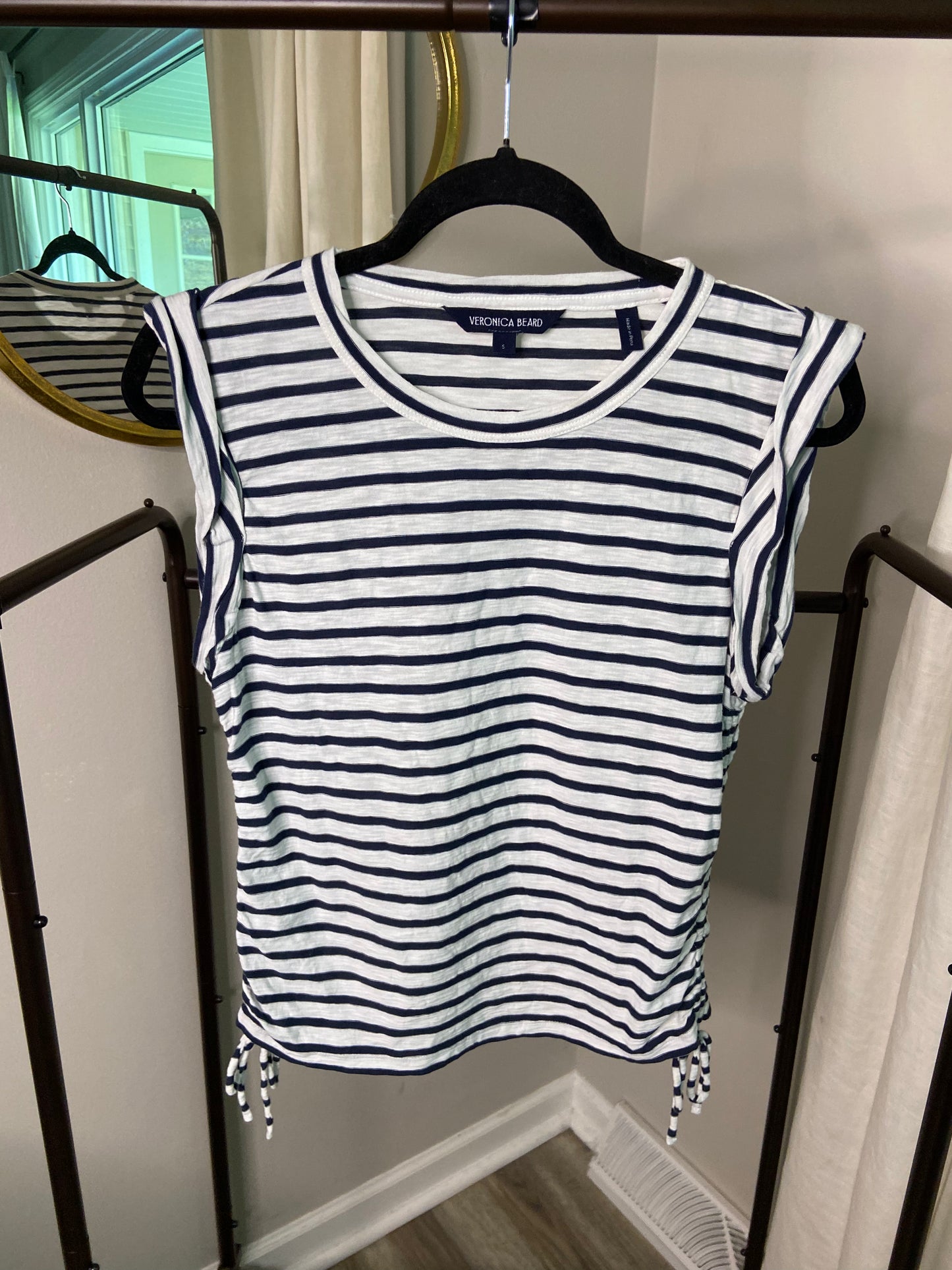 Veronica Beard Vinci Side Ruched Cotton Muscle Tee Tank size S