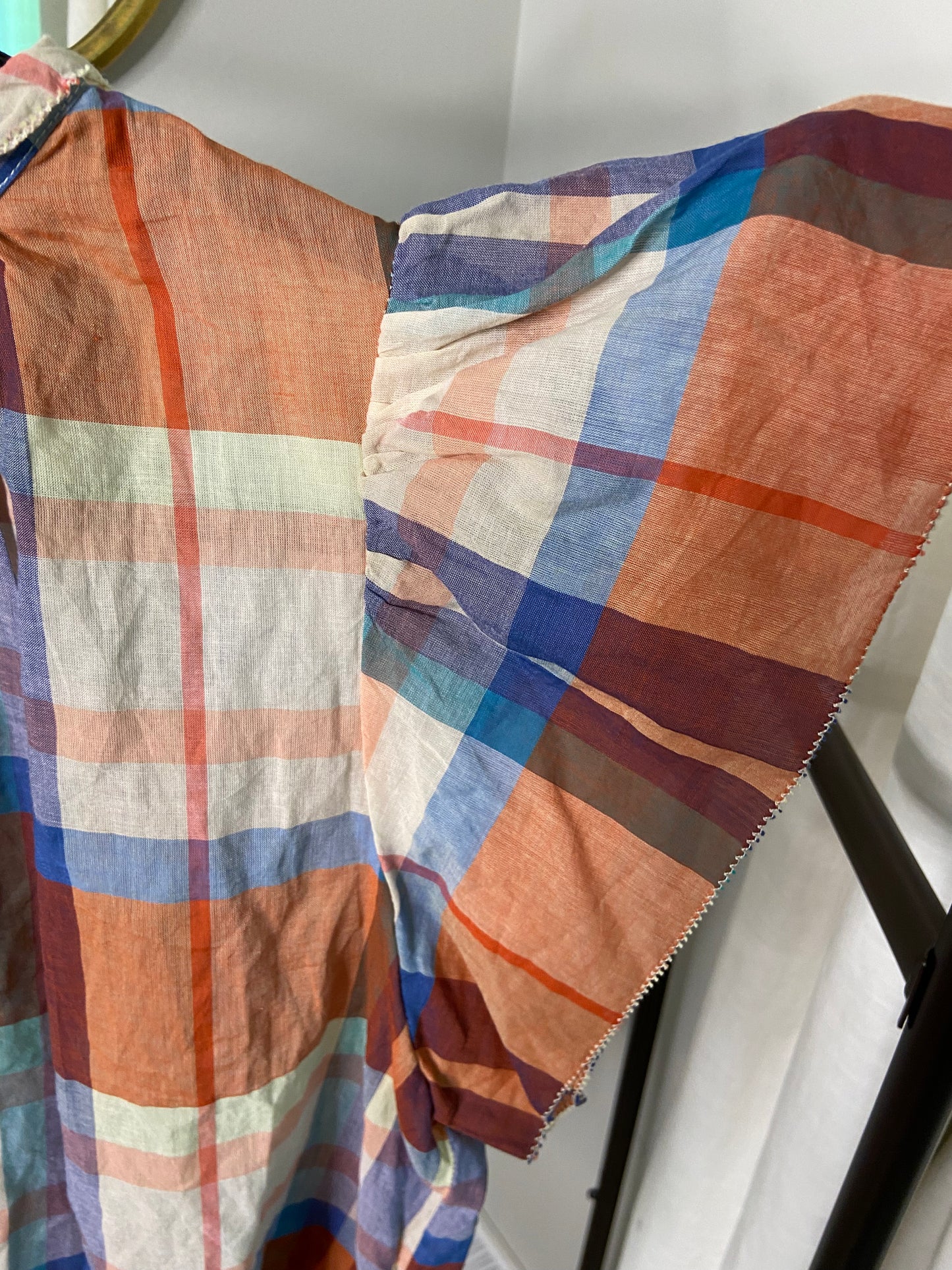 Trovata Birds of Paradis Carla Plaid Blouse size XS