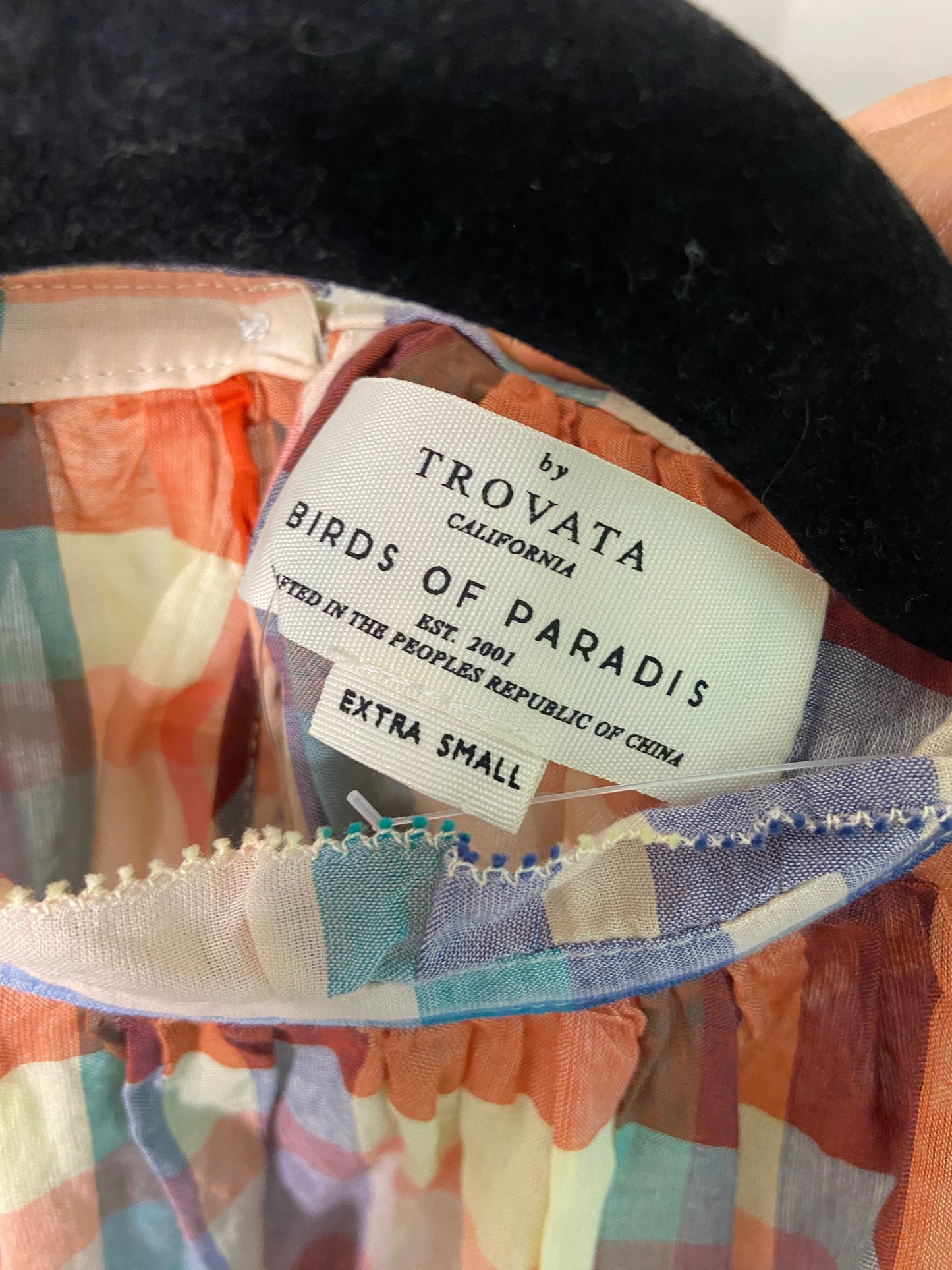 Trovata Birds of Paradis Carla Plaid Blouse size XS