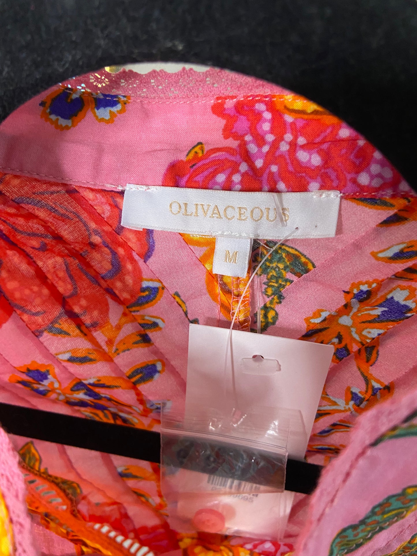 Olivaceous Floral Poplin Ruffle Sleeve Top size M