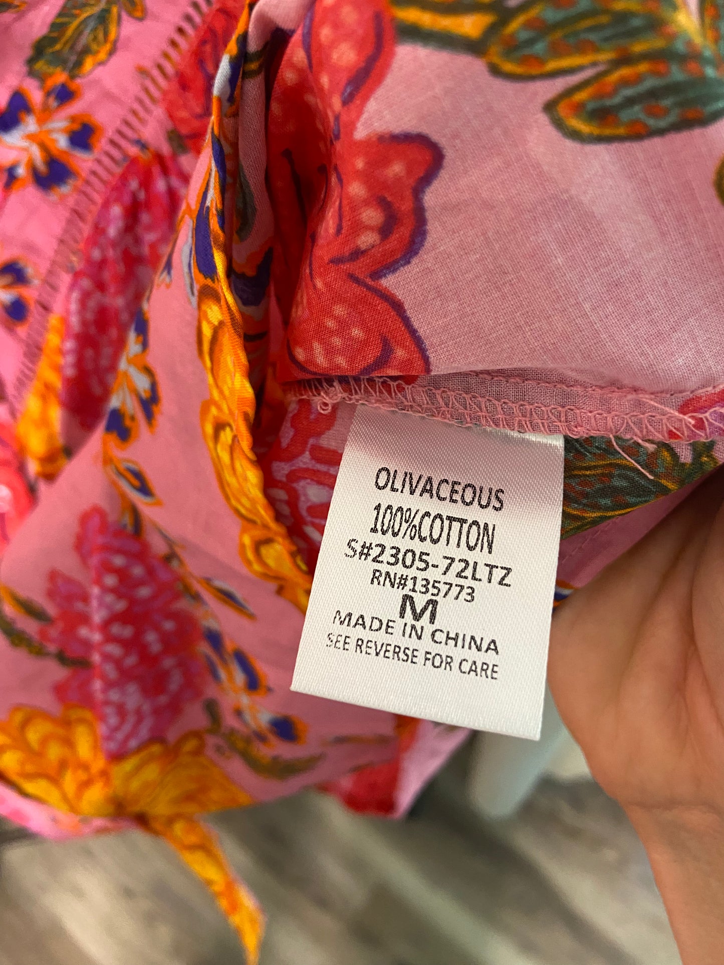 Olivaceous Floral Poplin Ruffle Sleeve Top size M