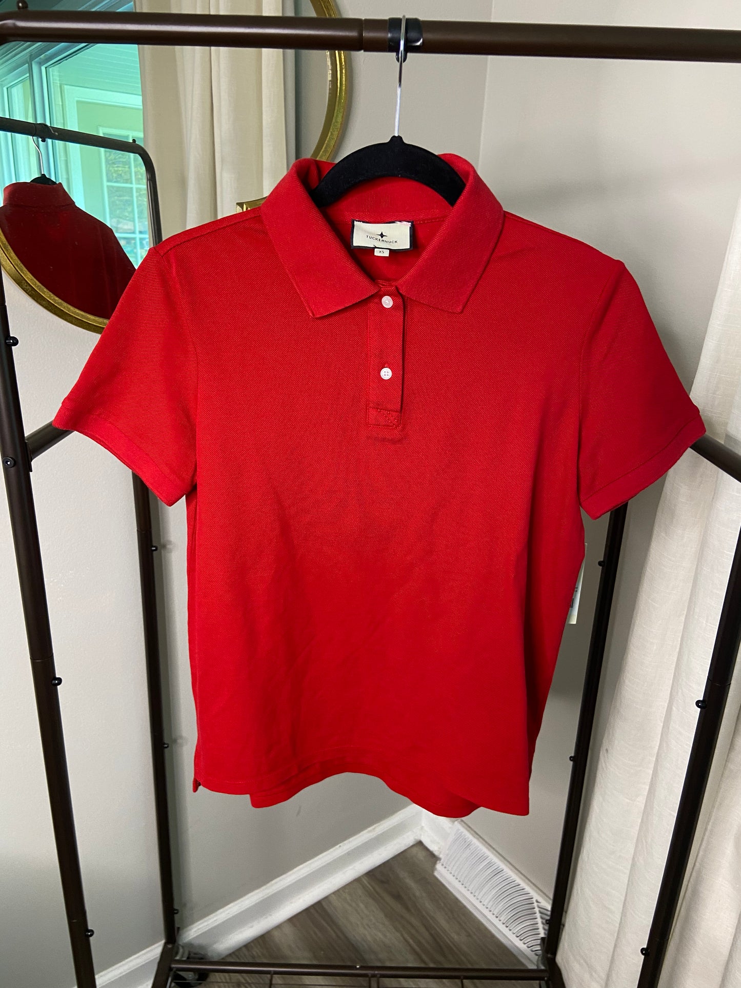 Tuckernuck Red Pique Murray Classic Polo Top size XS