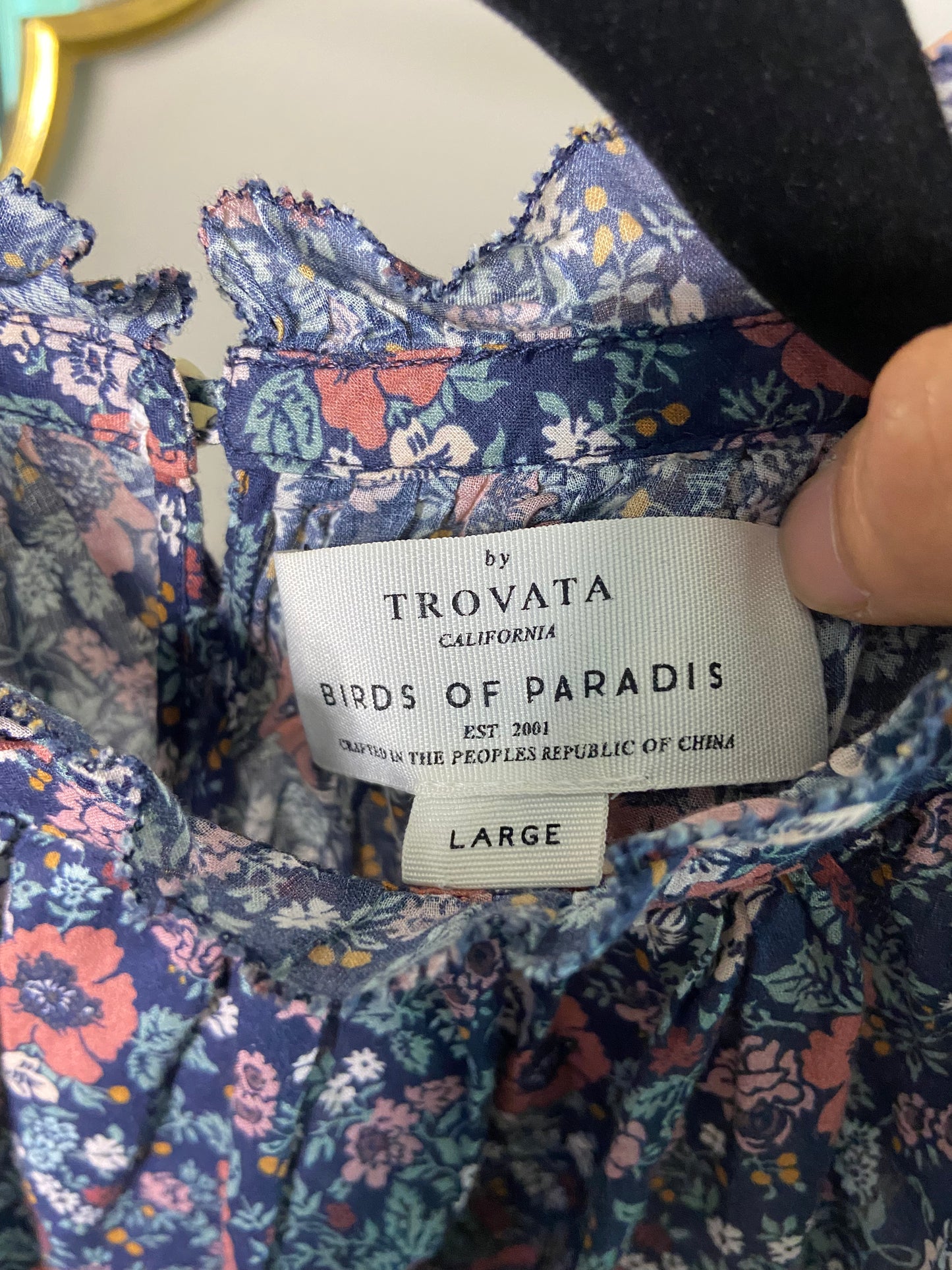 Trovata Birds of Paradis Carla High Neck Blouse size L