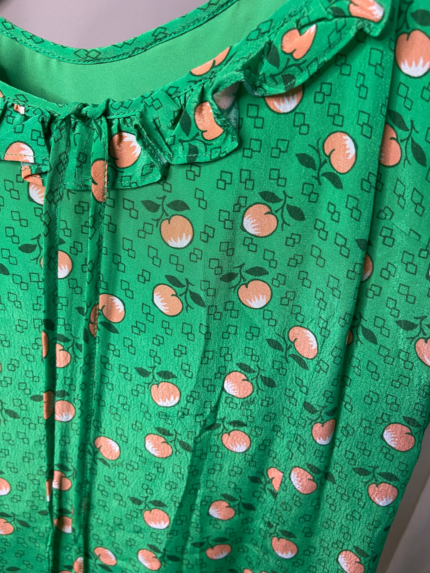 HVN Danica Ruffled Printed Crepe De Chine Midi Dress size 2