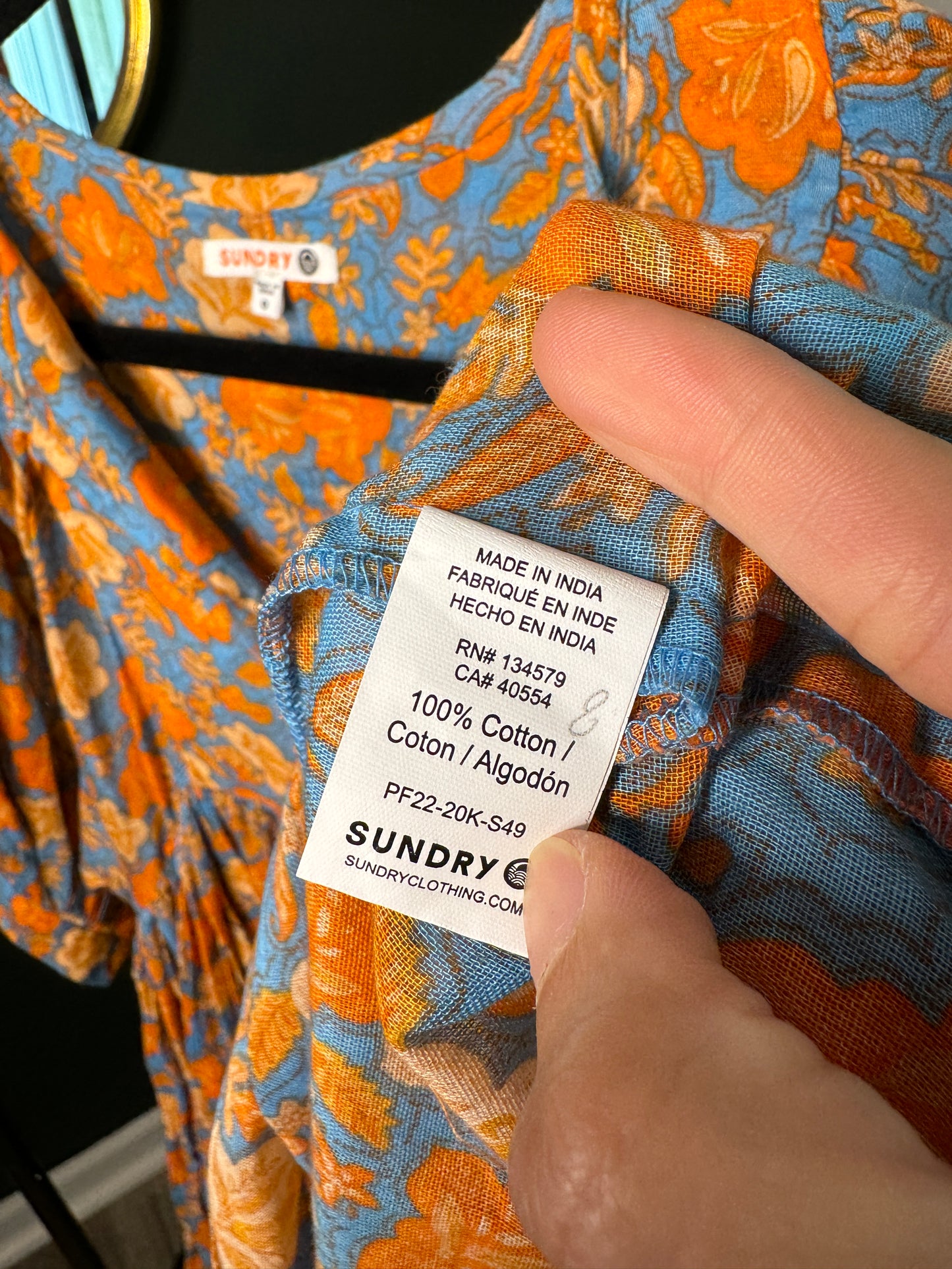 SUNDRY Floral Blouson Sleeve Mini Dress size 0 (XS)