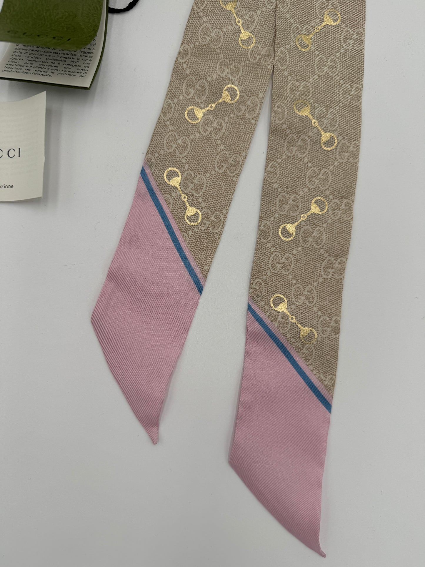 Gucci Silk Gold Horsebit Twilly