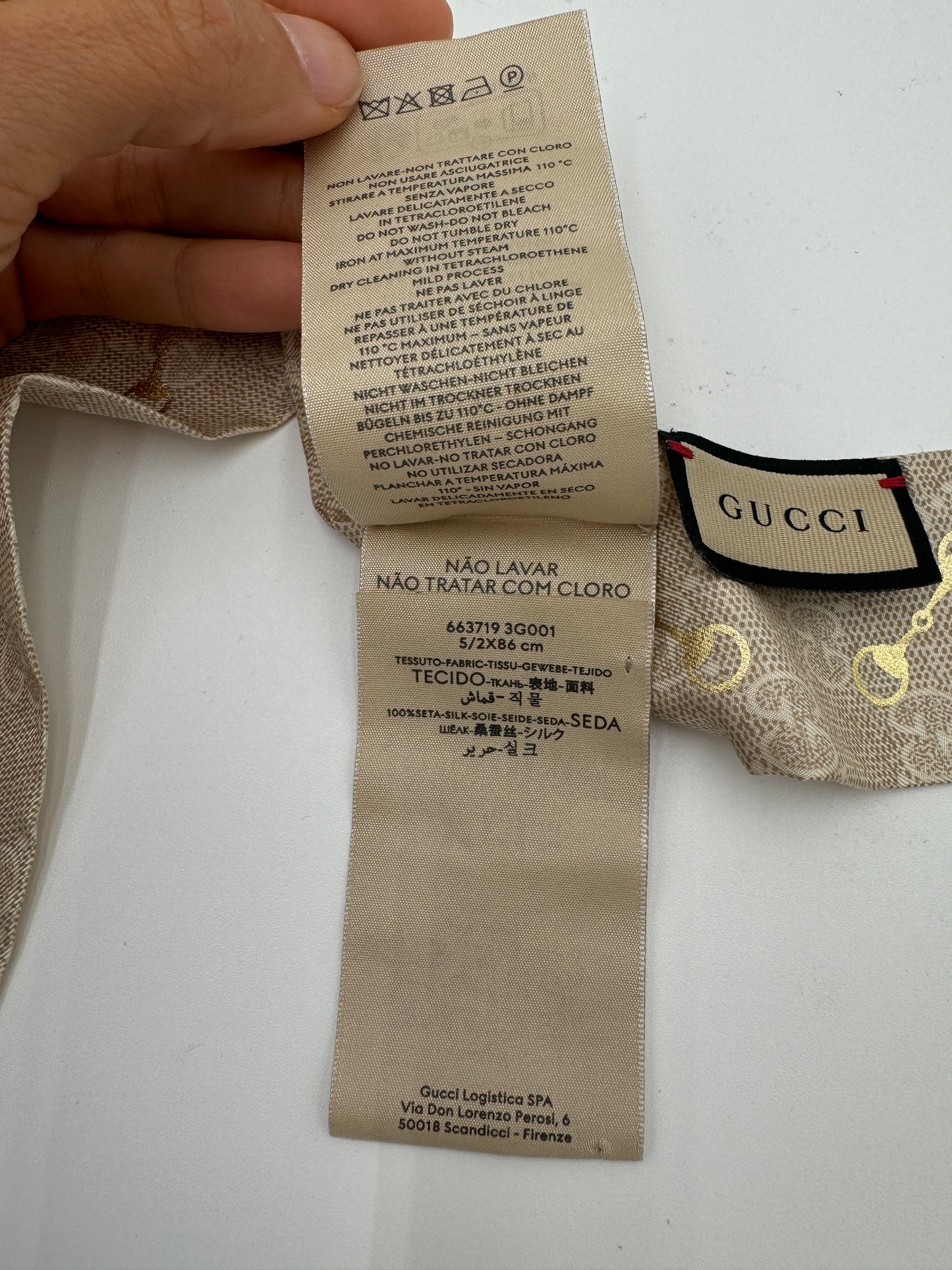 Gucci Silk Gold Horsebit Twilly