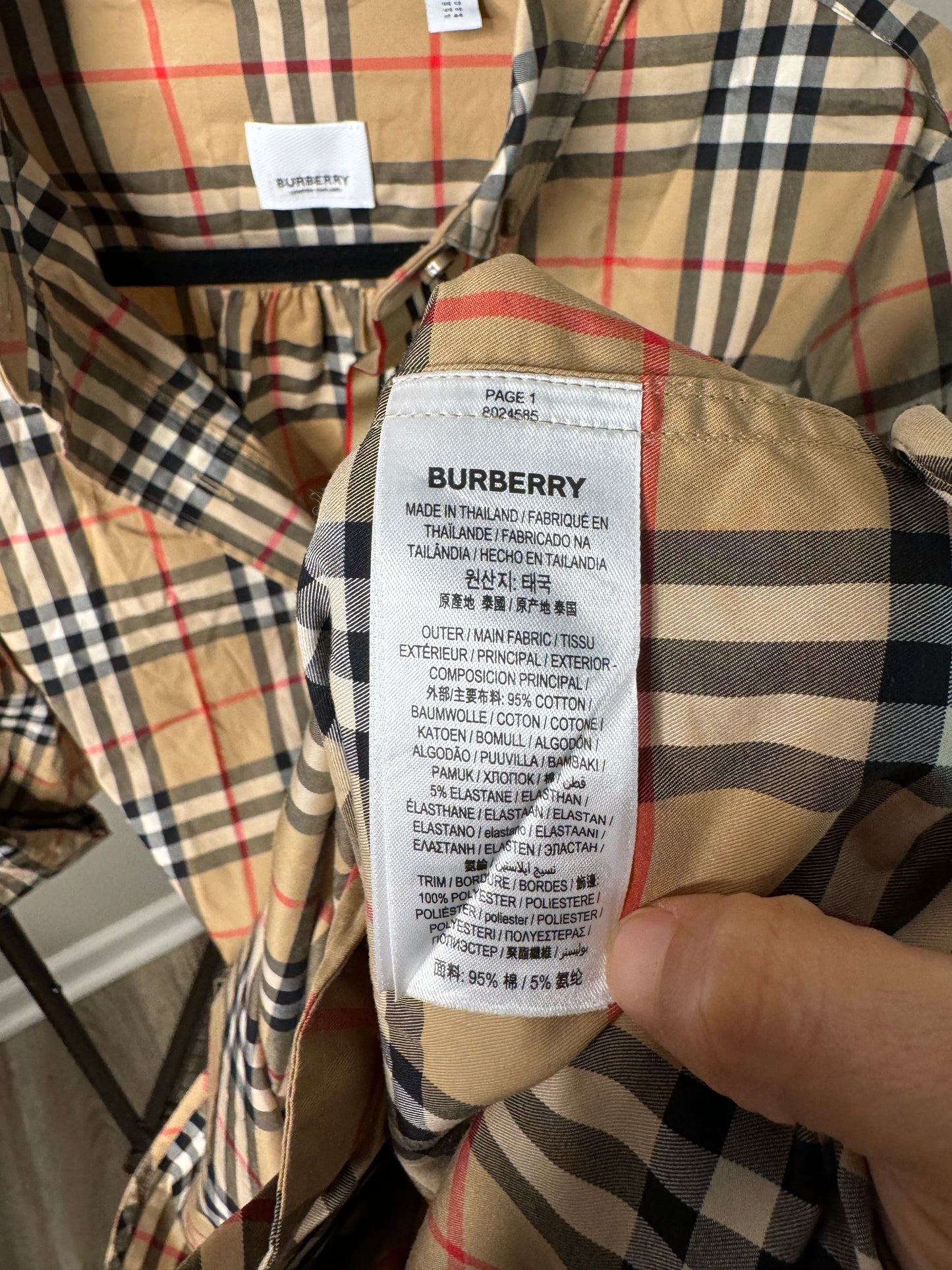 BURBERRY Check Shirt Dress size 10