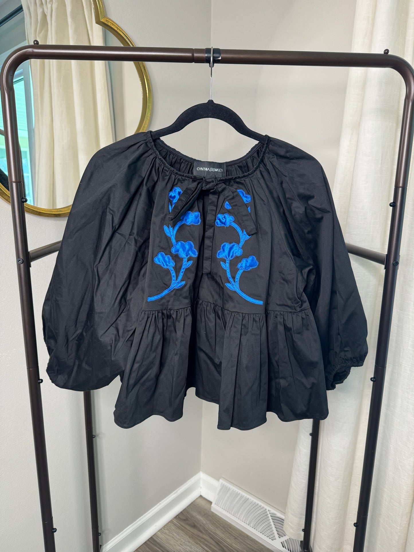 Cynthia Rowley Ananabelle Embroidered Top size S