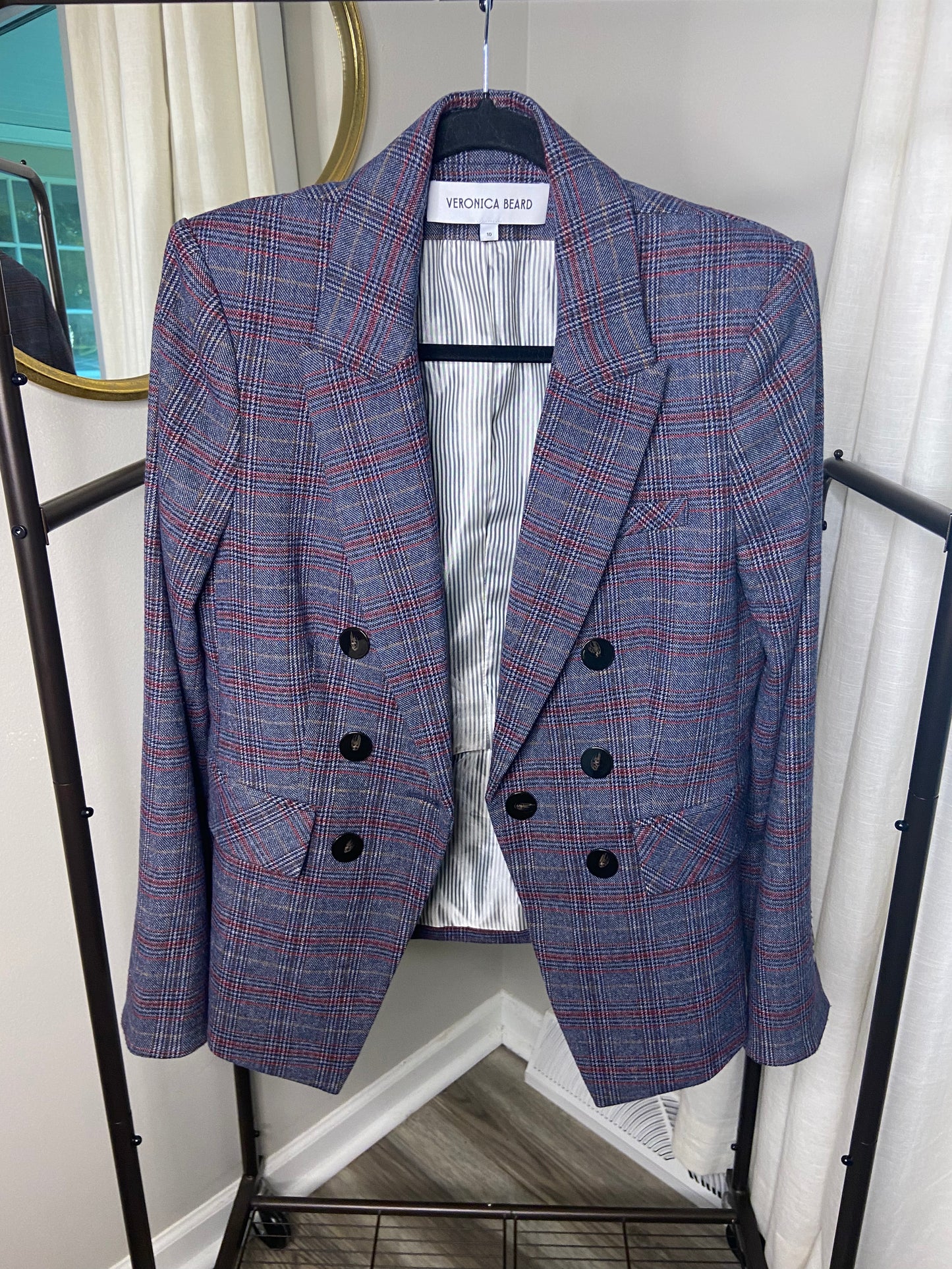 Veronica Beard Pablah Plaid Wool-Blend Dickey Jacket size 10