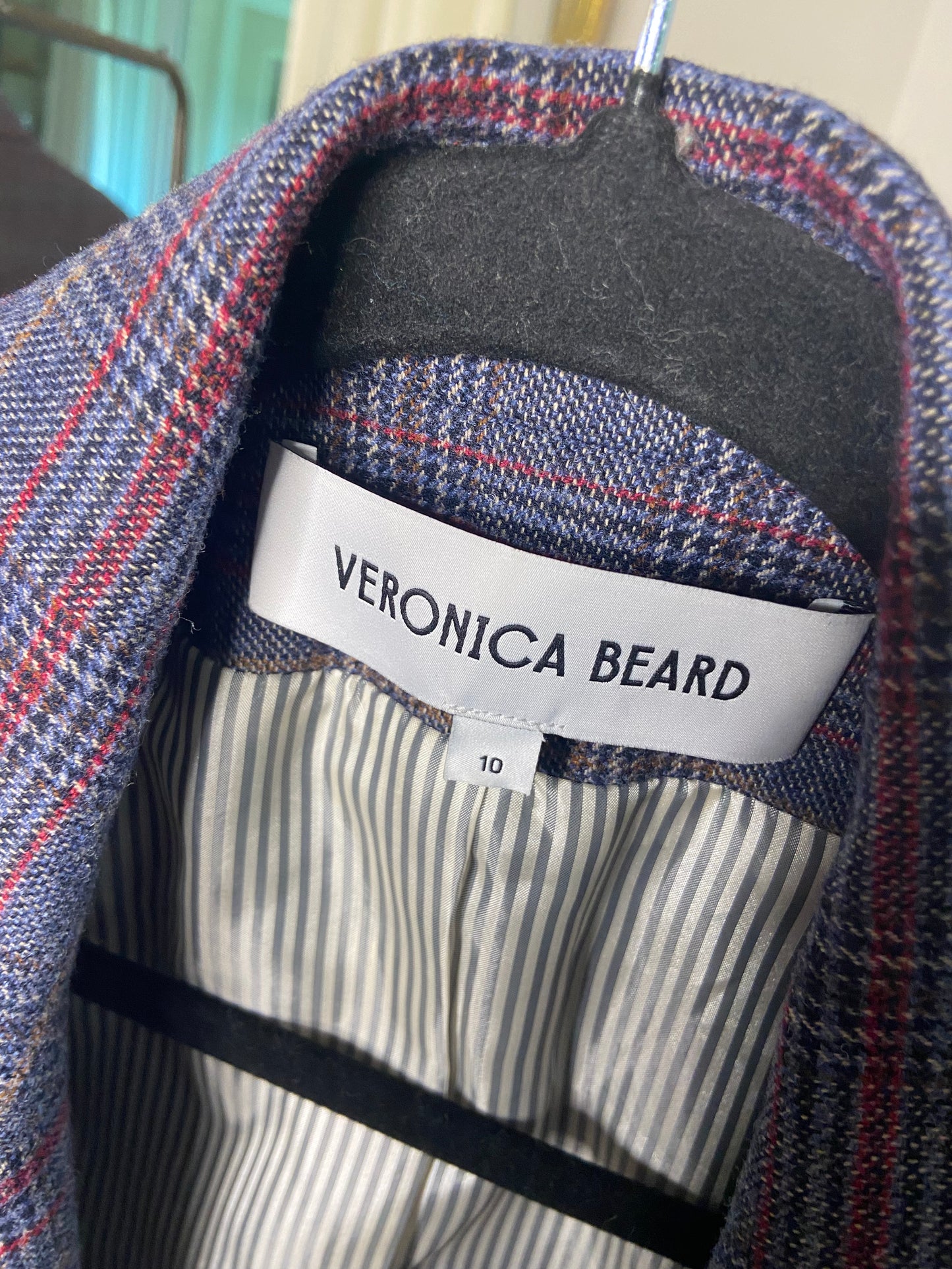 Veronica Beard Pablah Plaid Wool-Blend Dickey Jacket size 10