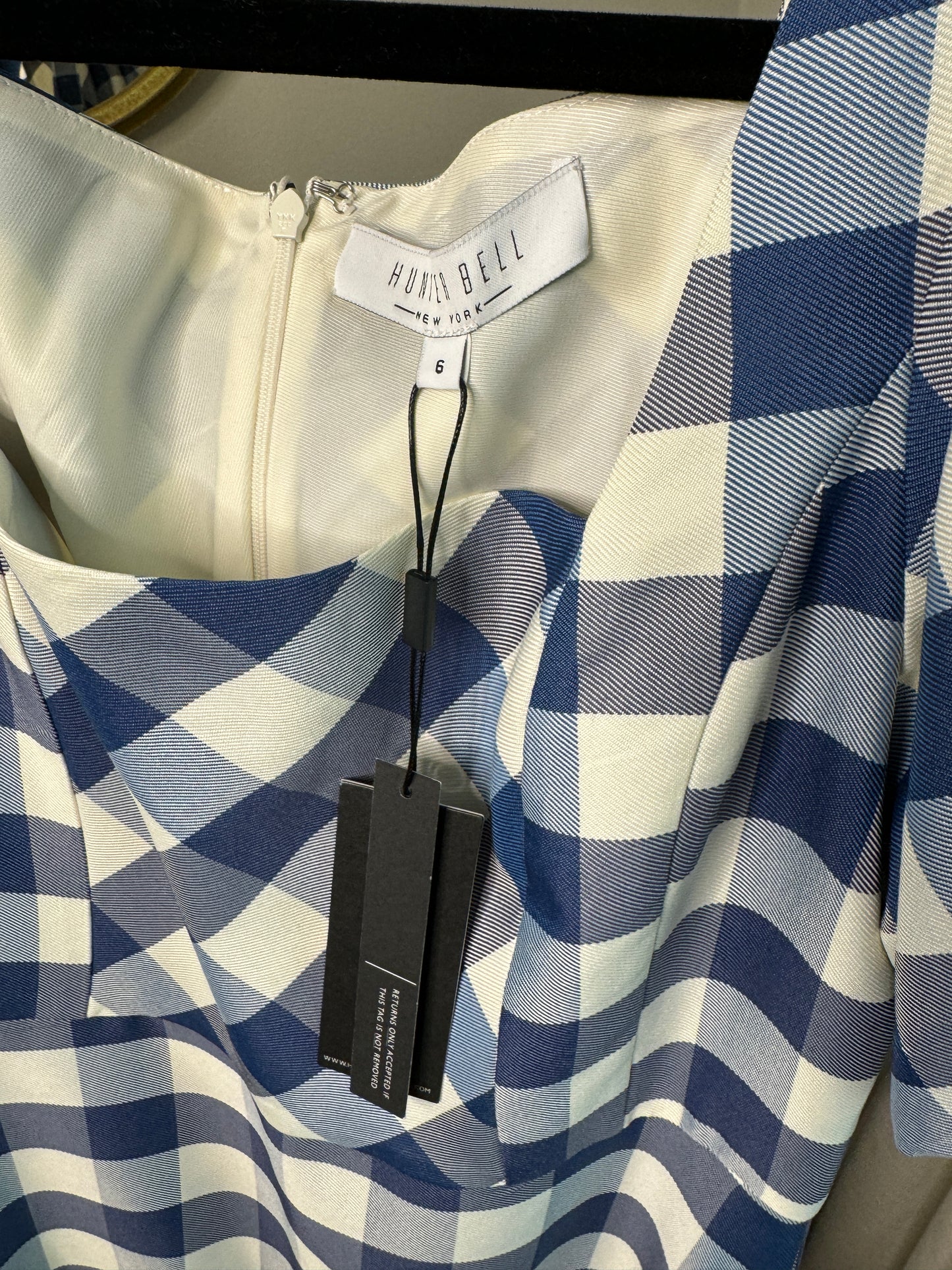 Hunter Bell Cassidy Midi Dress Blue Check size 6